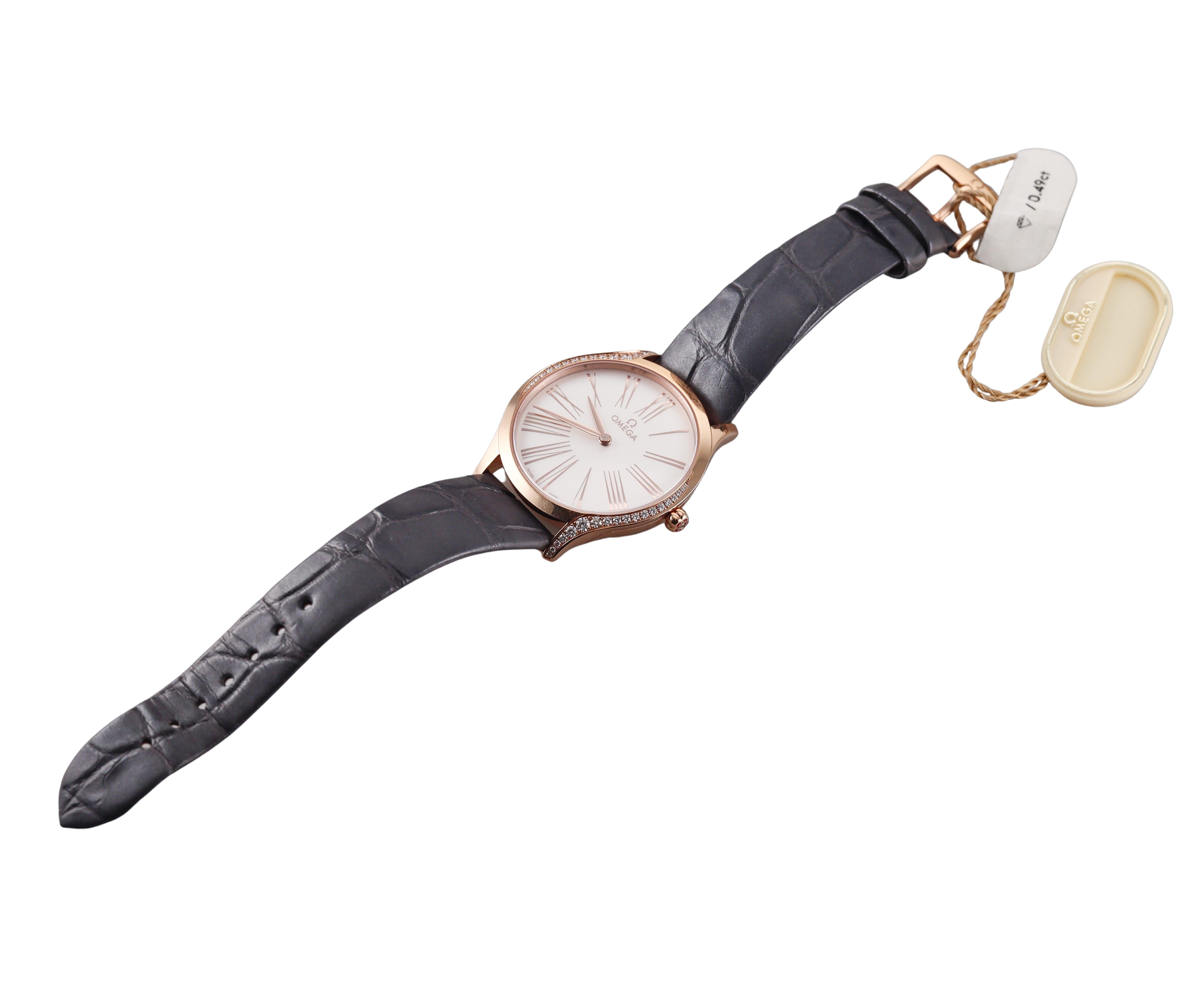 Omega De Ville Tresor Sedna Gold Diamond Ladies Watch 42858366002001