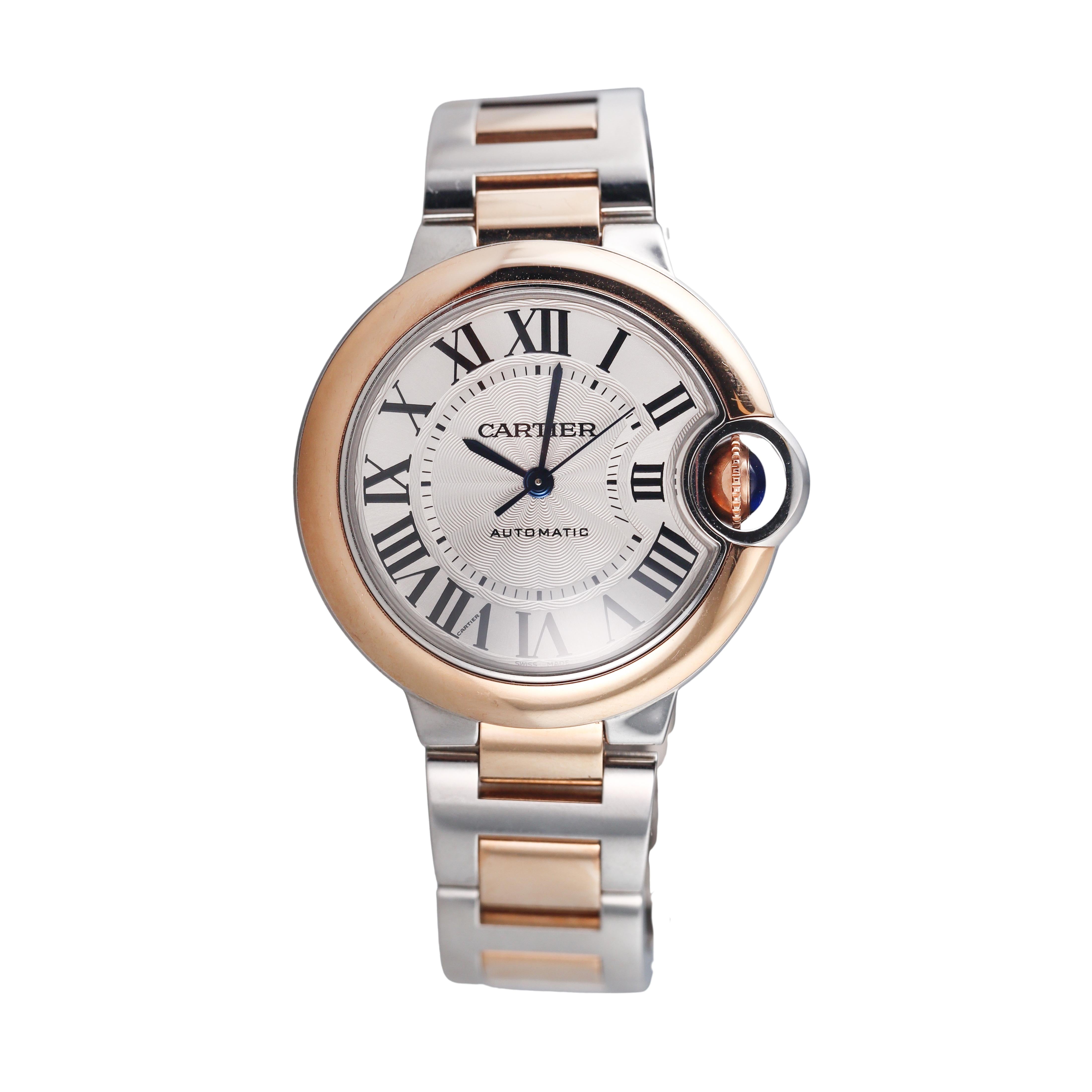 Cartier Ballon Bleu Rose Gold Steel 33mm Automatic Watch W2BB0023