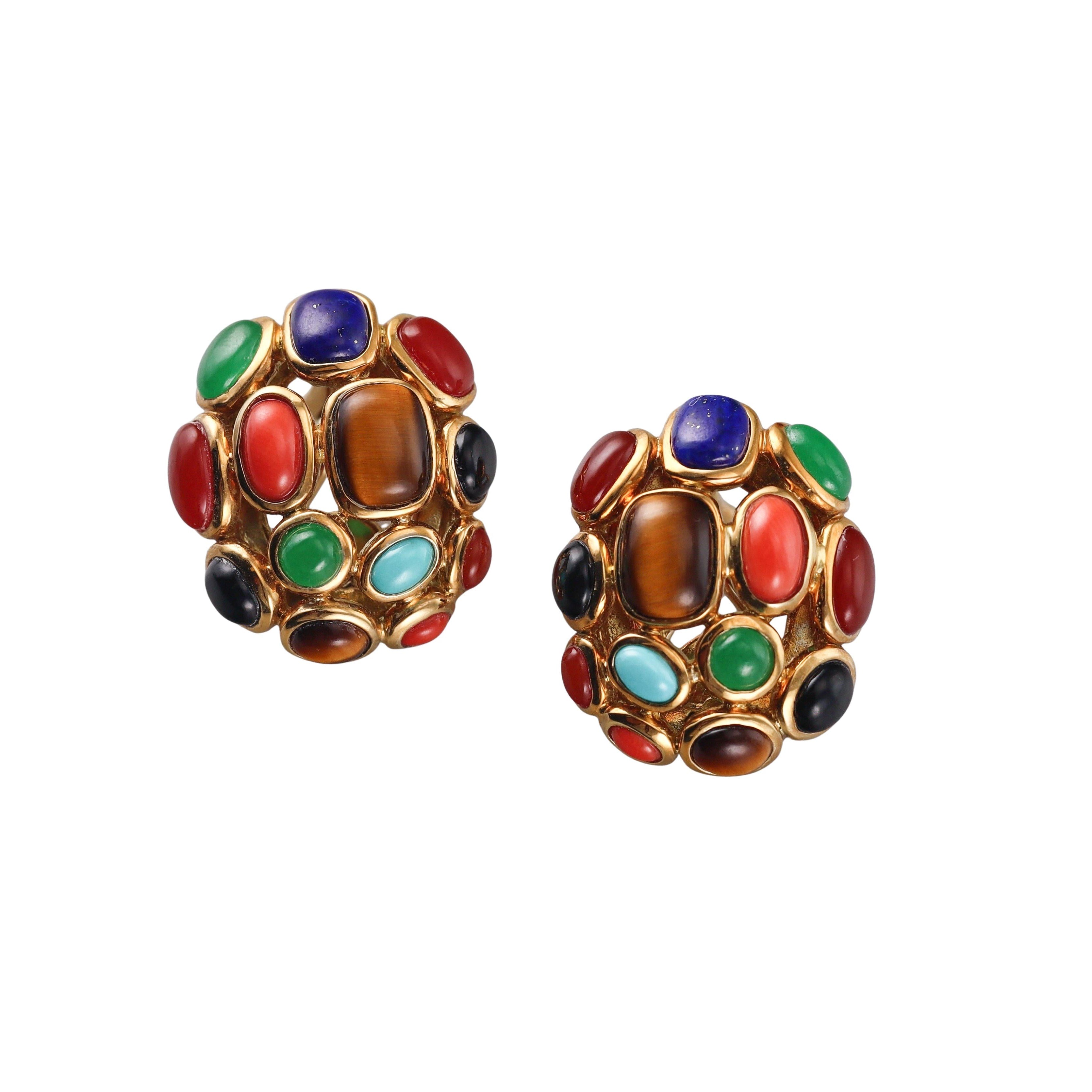 Seaman Schepps Multi Gemstone Gold Earrings