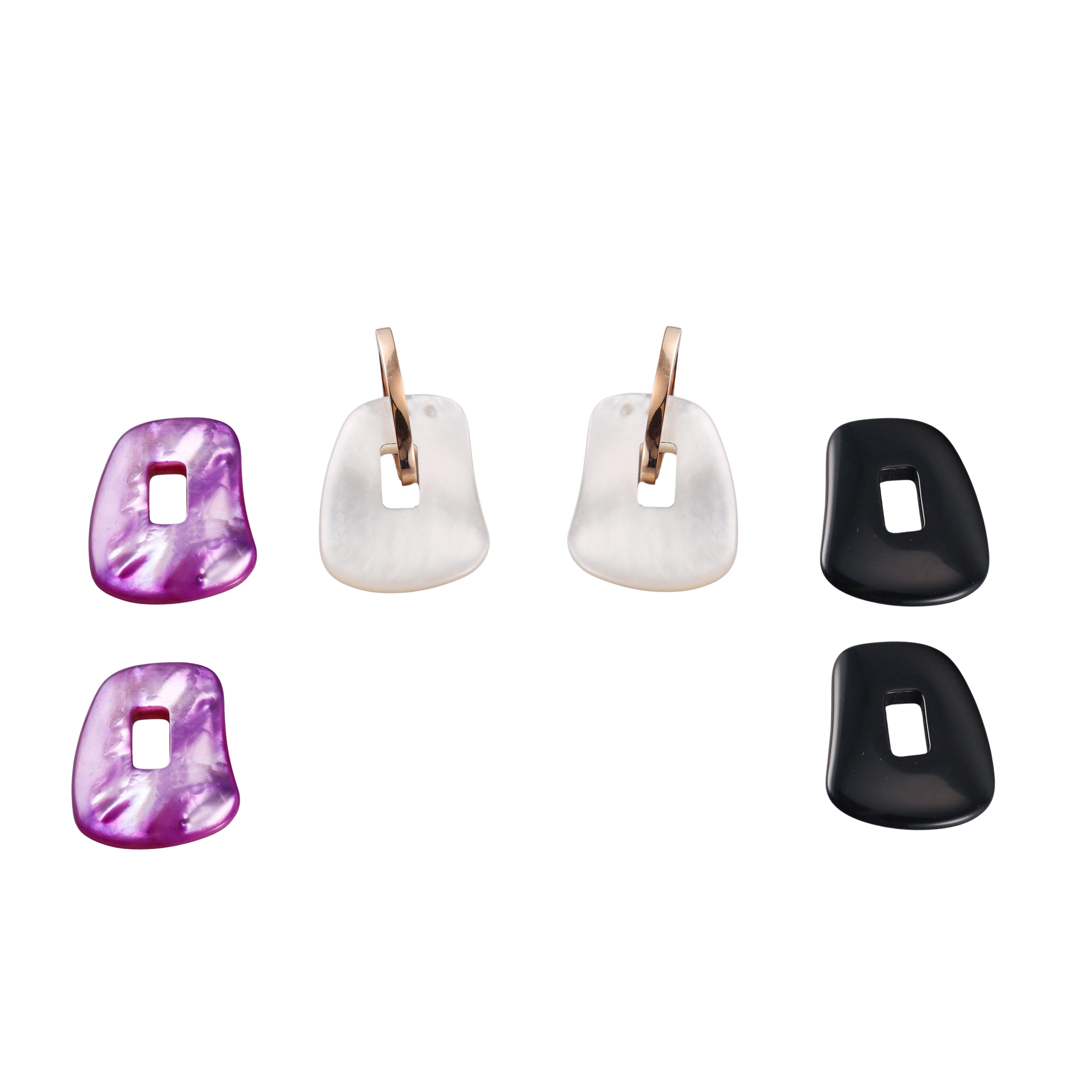 Mattioli Puzzle Gold MOP Onyx Interchangeable Earrings