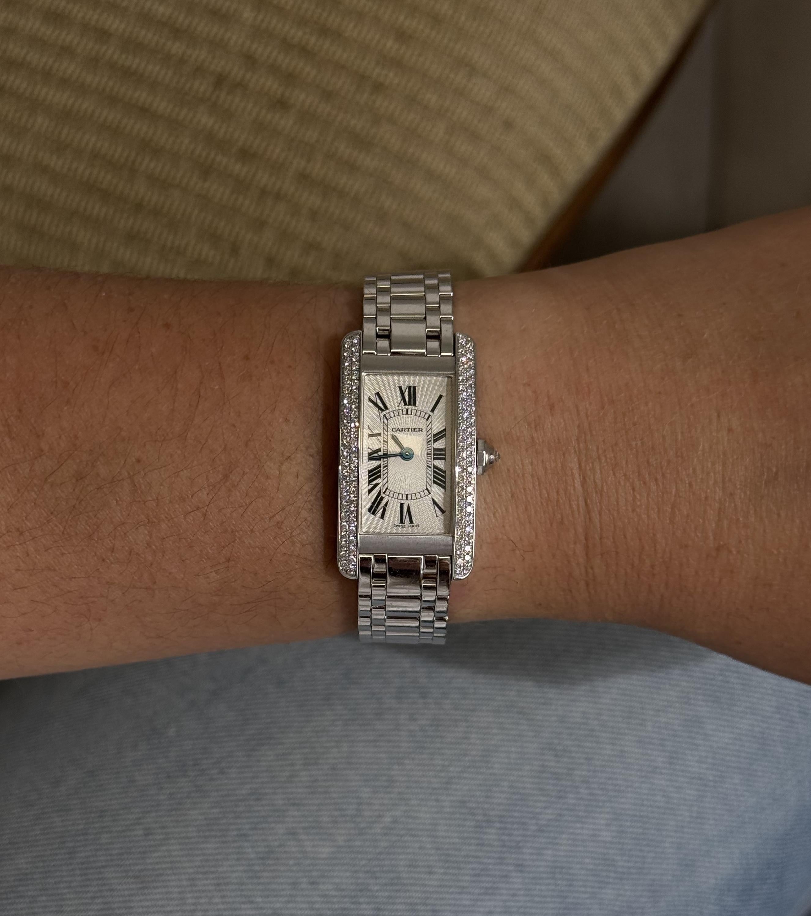Cartier Tank Americaine White Gold Diamond Watch 2489