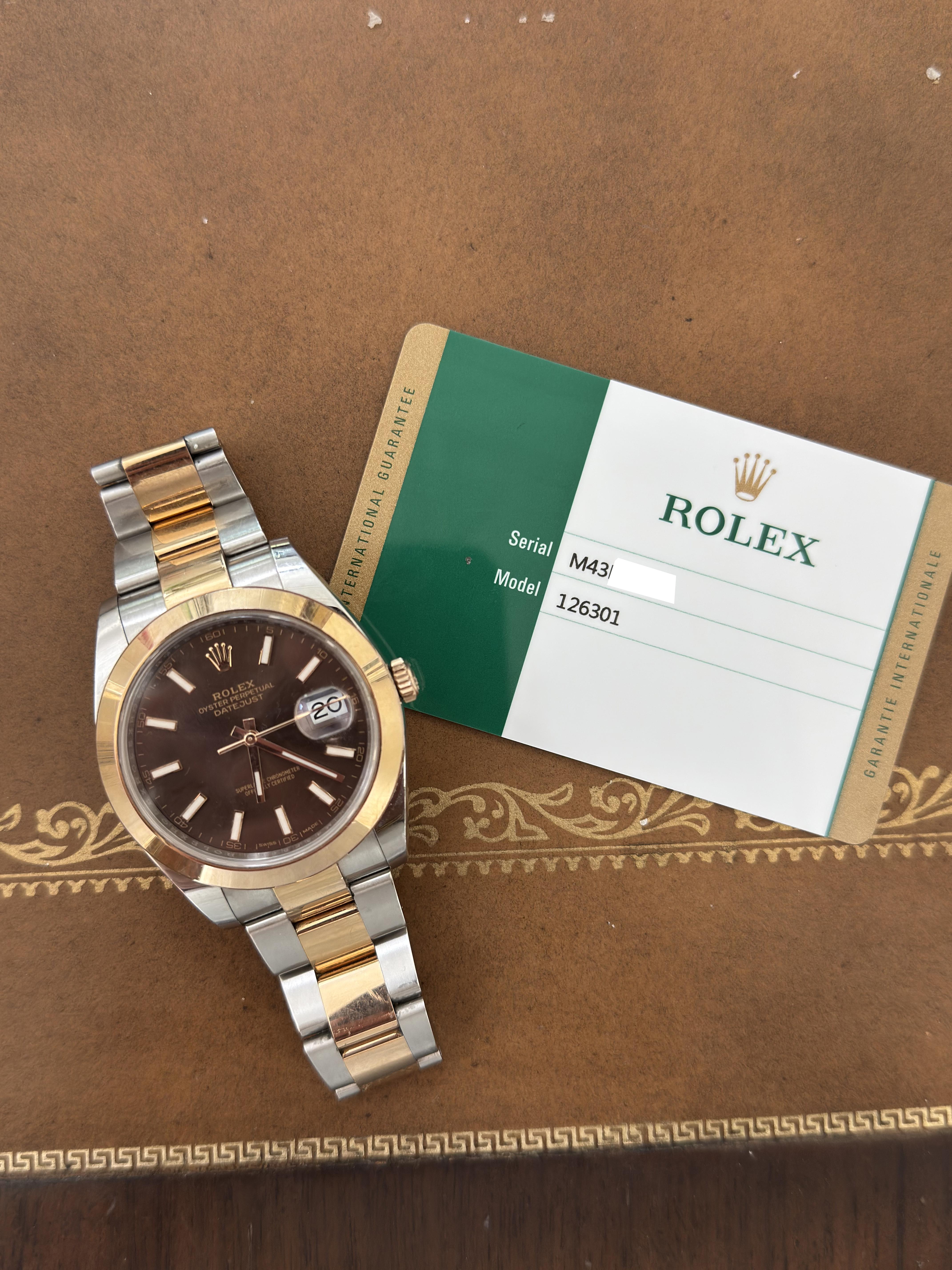 Rolex Datejust 41 Chocolate Dial 18K Rose Gold Steel Watch 126301