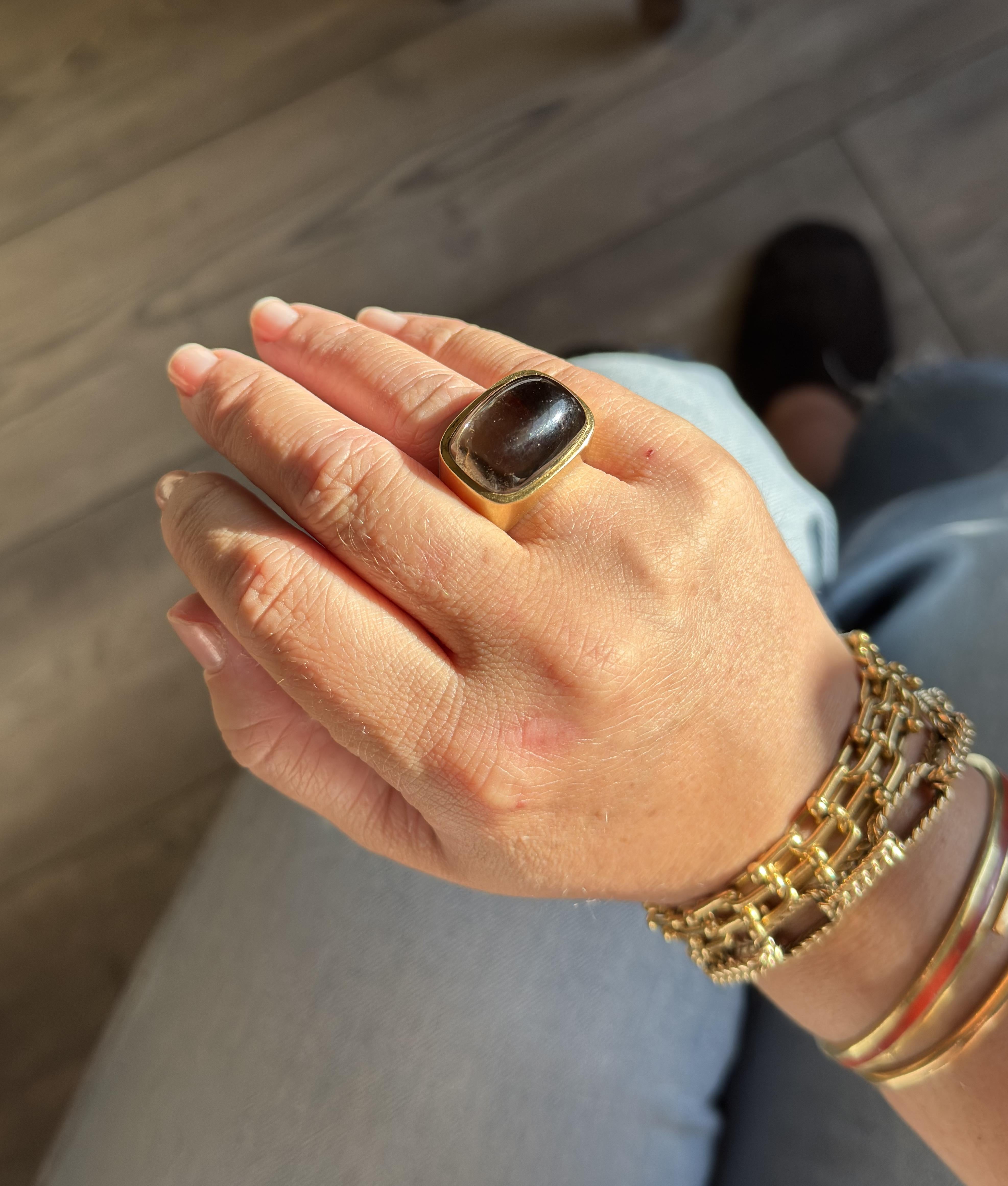 H. Stern Smokey Topaz Diamond Gold Ring