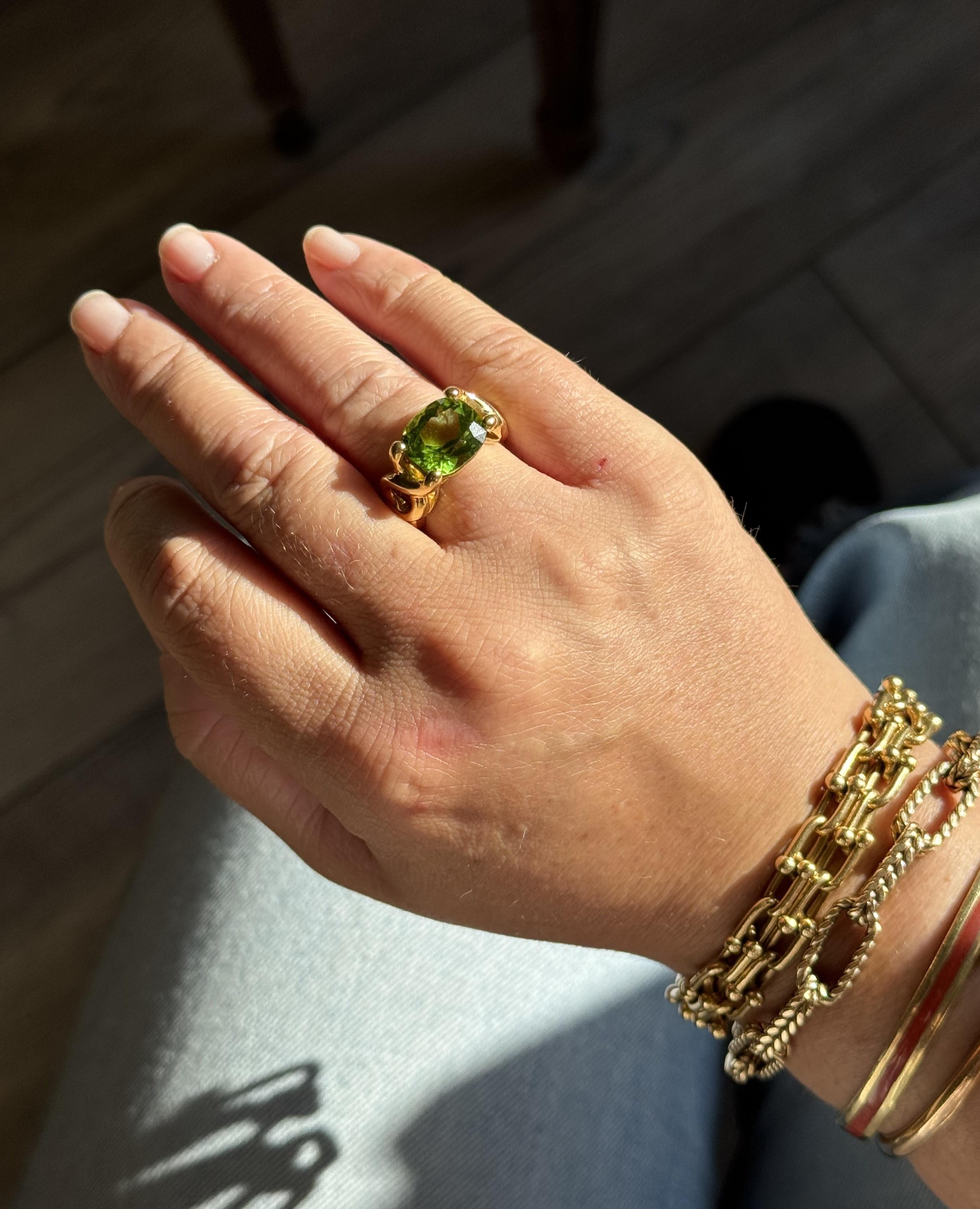 Verdura Criss Cross Peridot Gold Ring