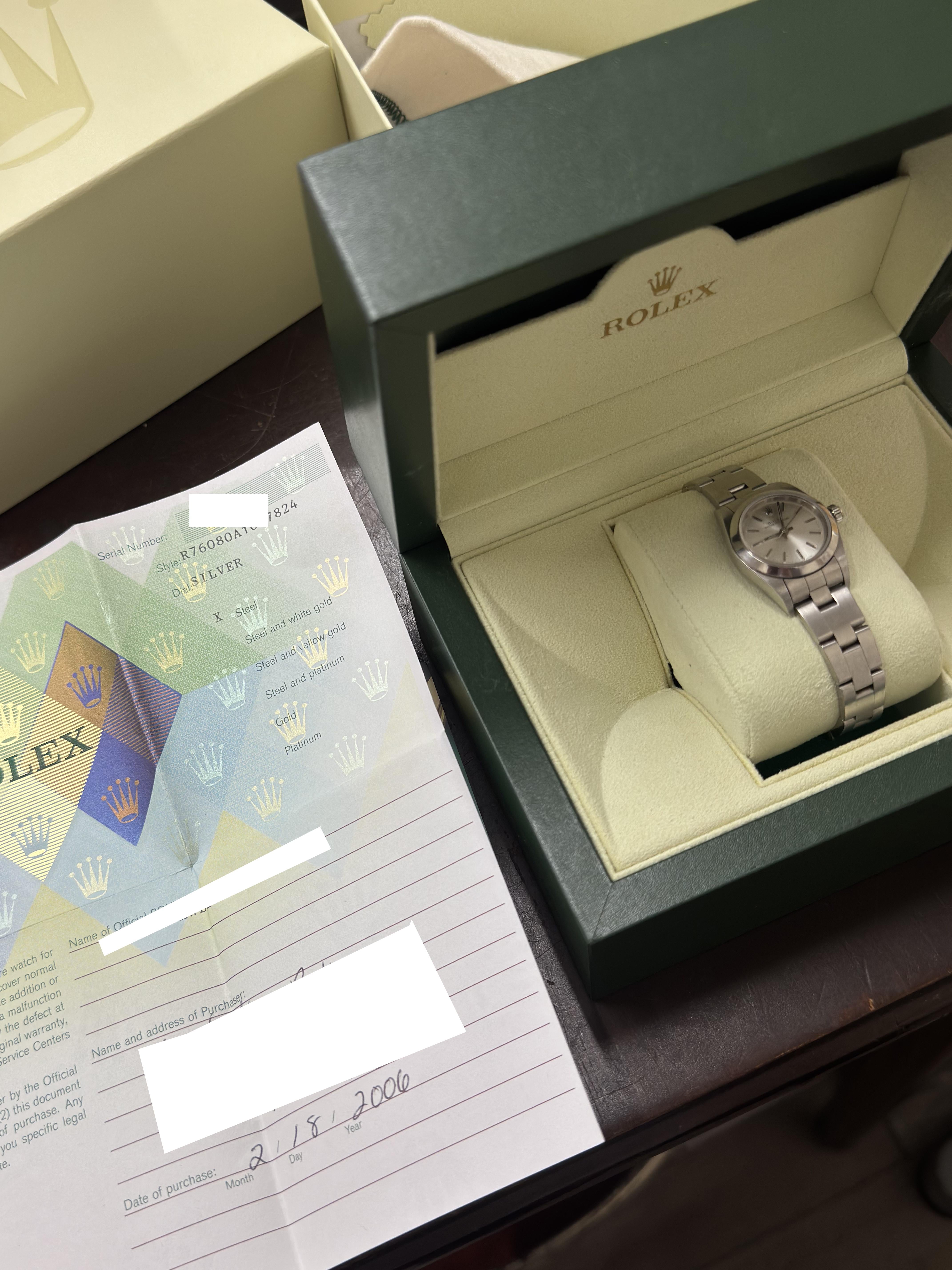 Rolex Oyster Perpetual Stainless Steel Ladies 24mm Watch 76080