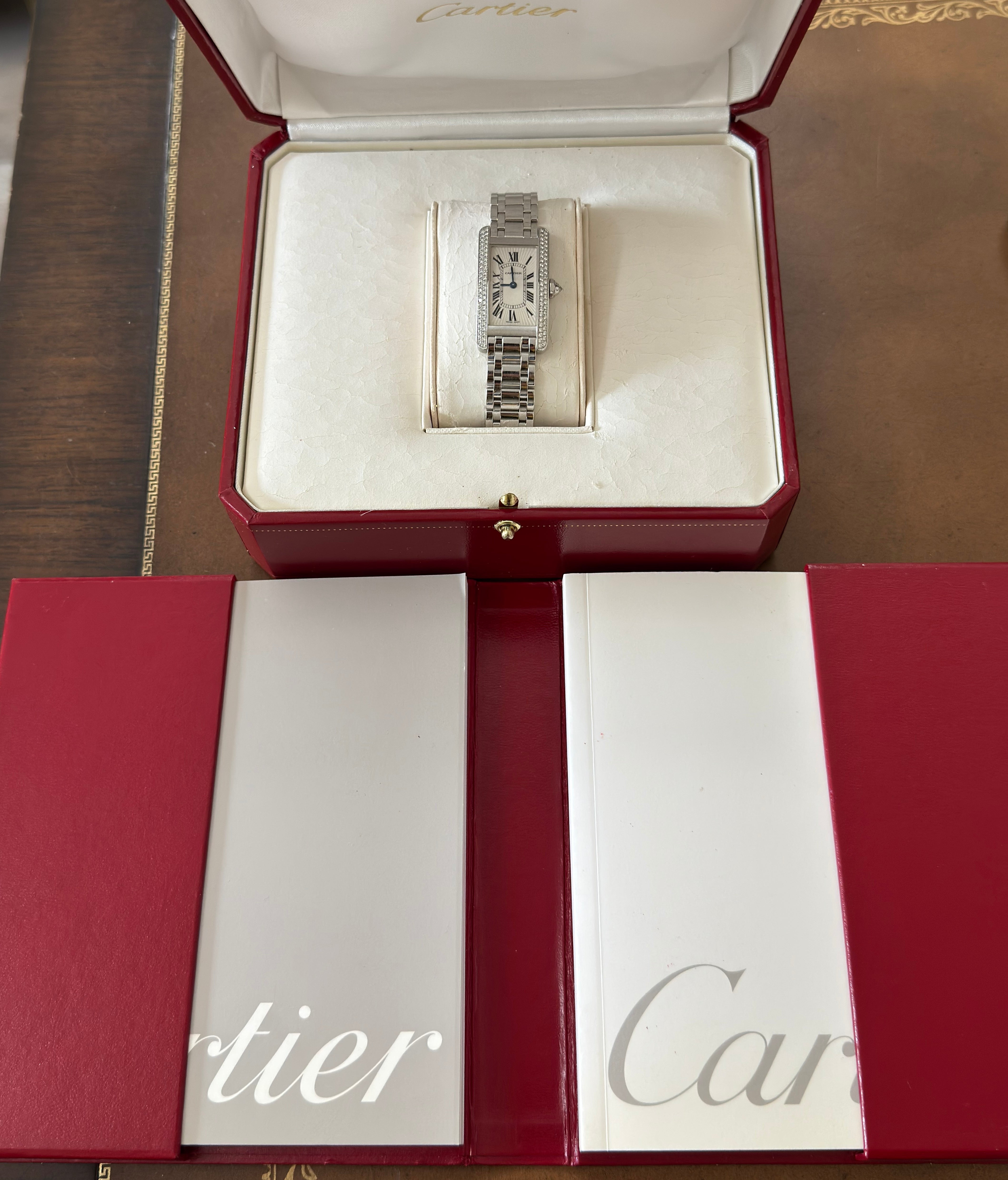 Cartier Tank Americaine White Gold Diamond Watch 2489