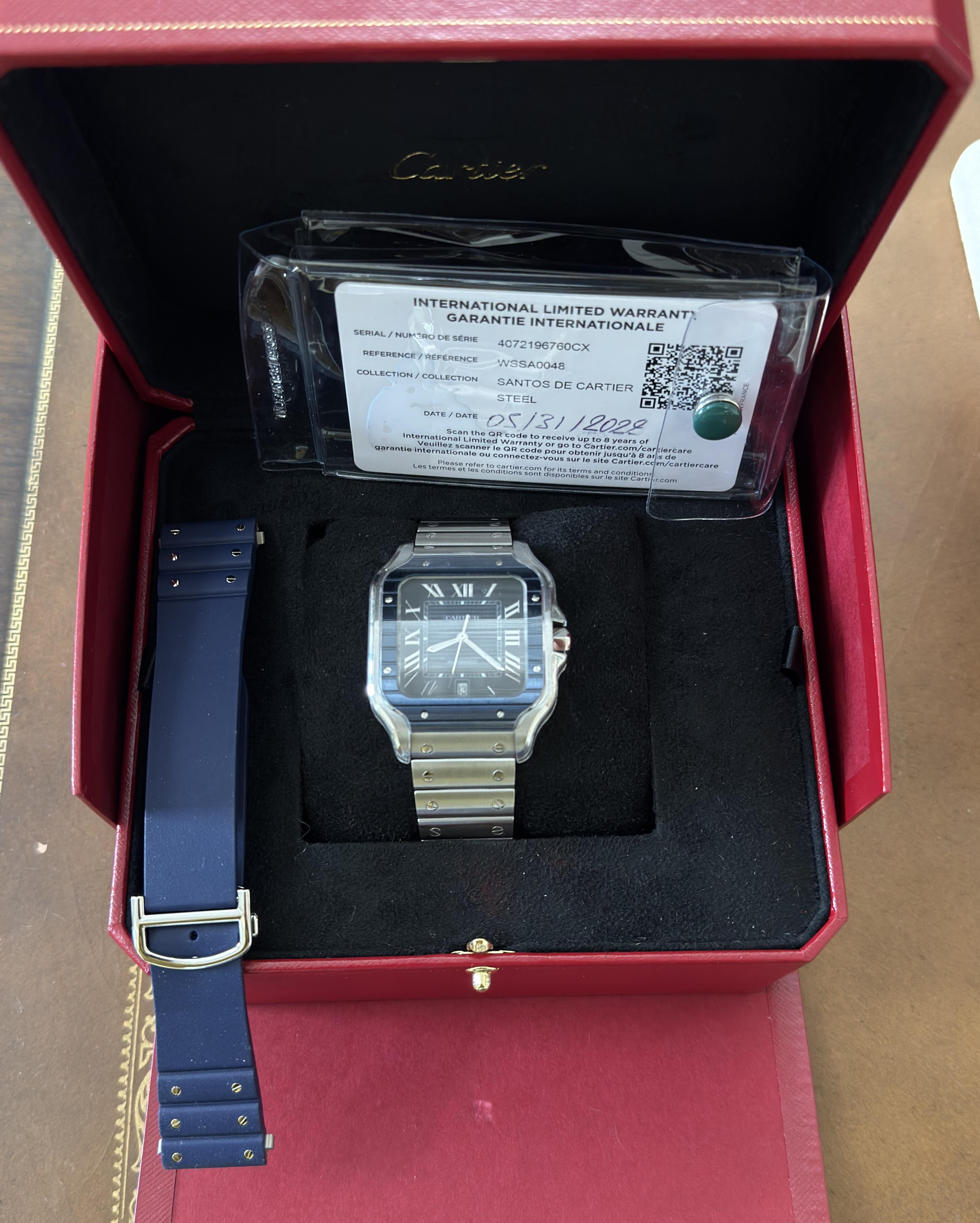 Santos de Cartier Stainless Steel Blue PVD Automatic Large Model Watch WSSA0048