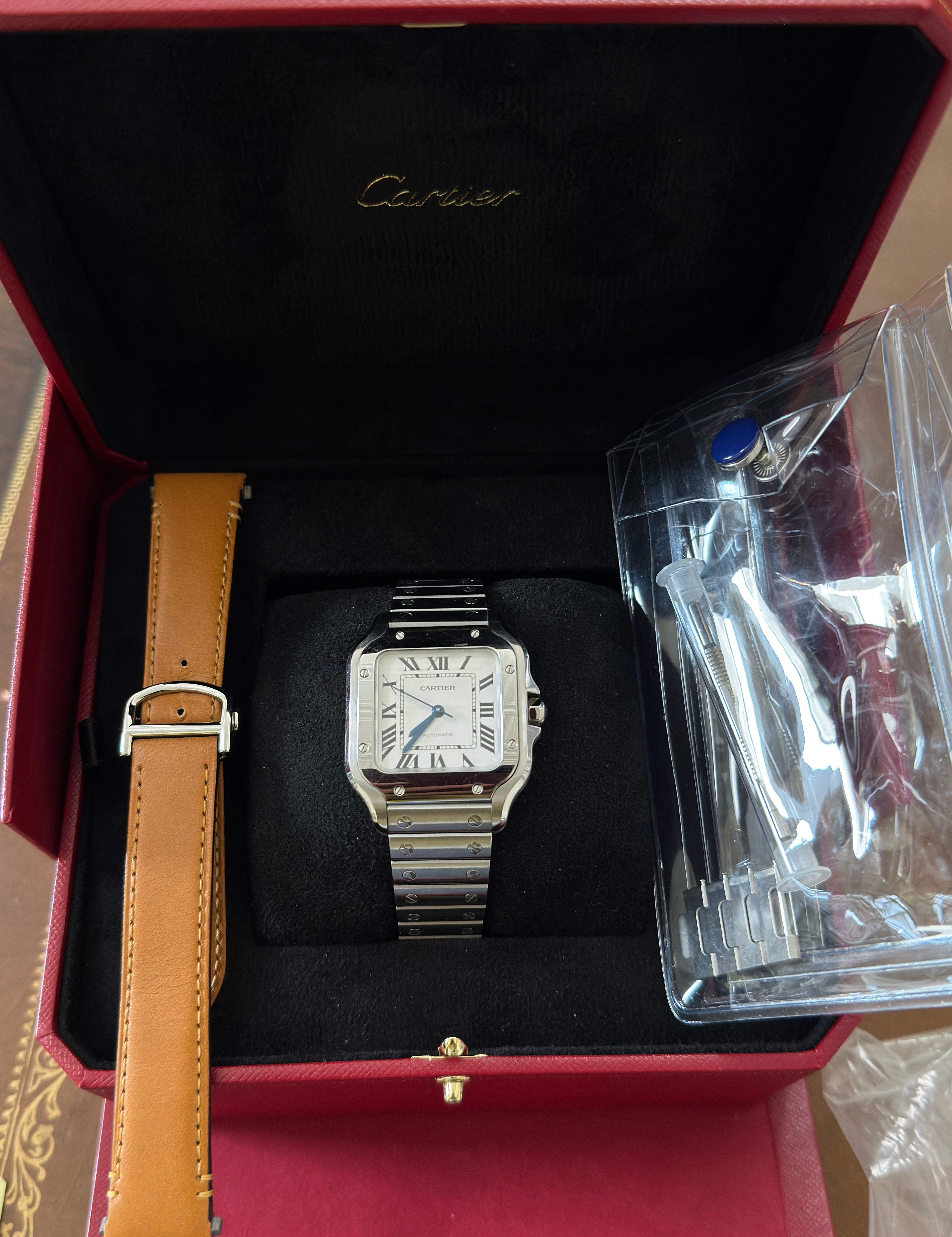 Santos de Cartier Stainless Steel Automatic Medium Model Watch WSSA0029