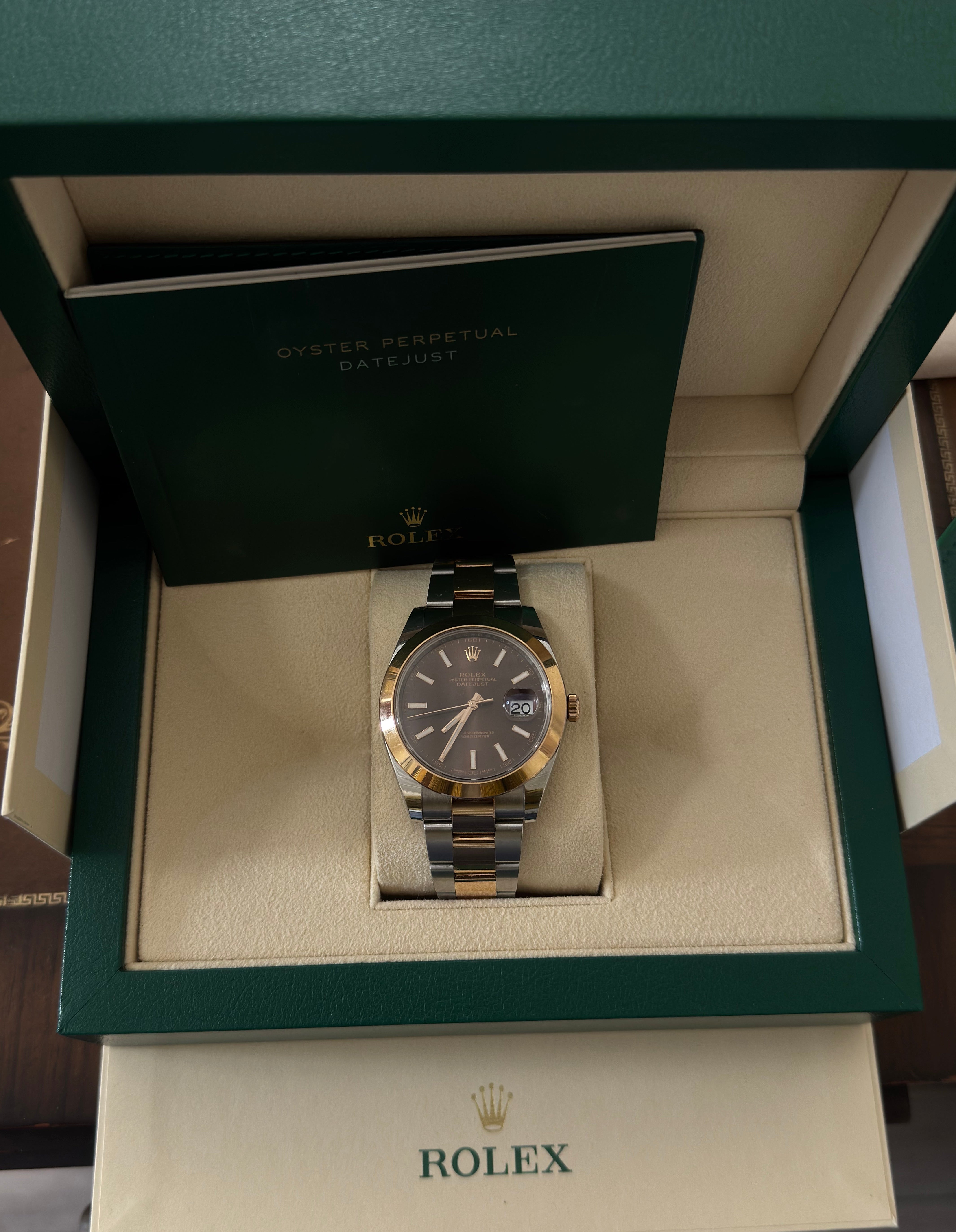 Rolex Datejust 41 Chocolate Dial 18K Rose Gold Steel Watch 126301