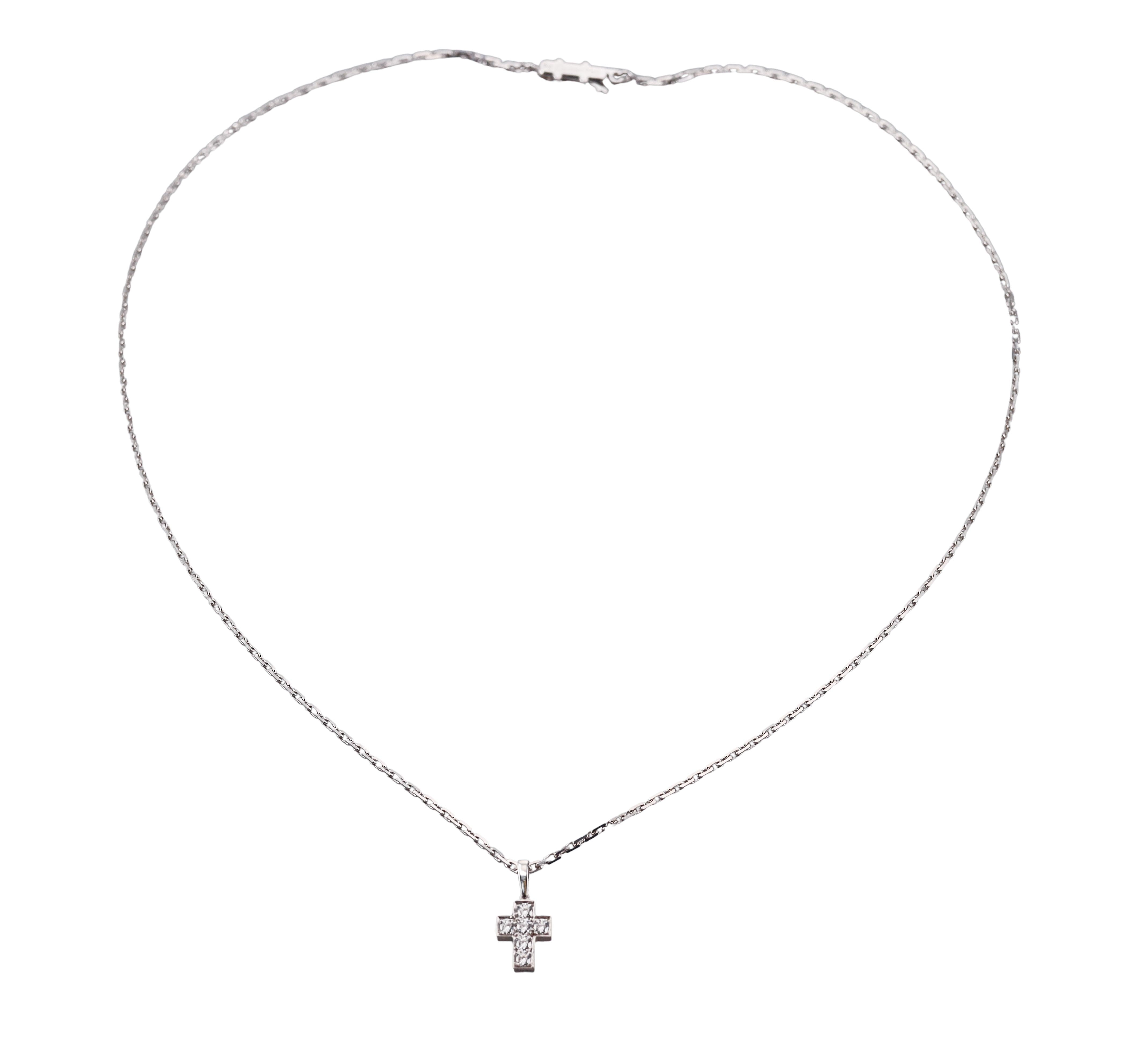 Cartier Diamond Gold Cross Pendant Necklace