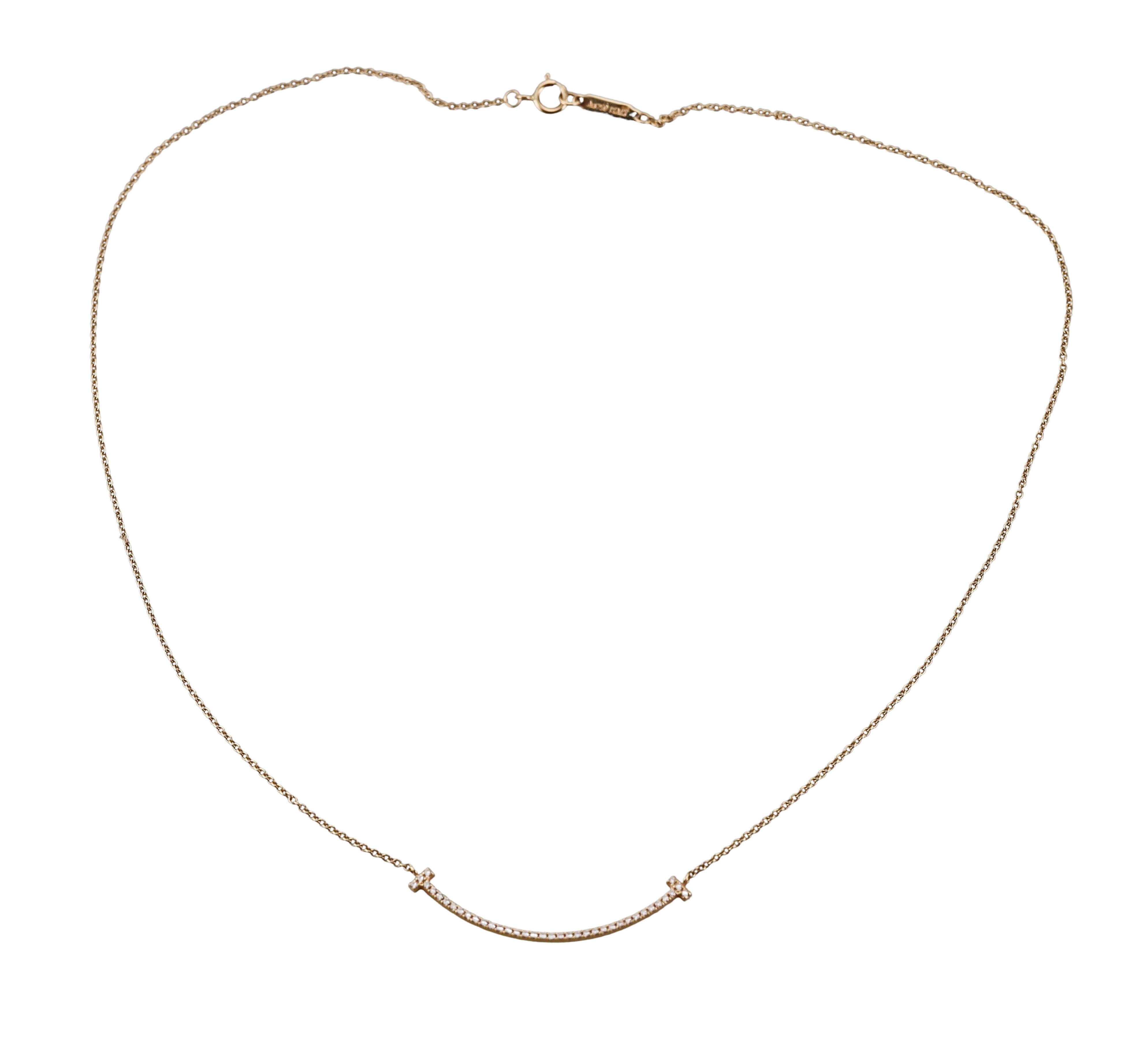 Tiffany & Co T Smile Diamond Gold Necklace