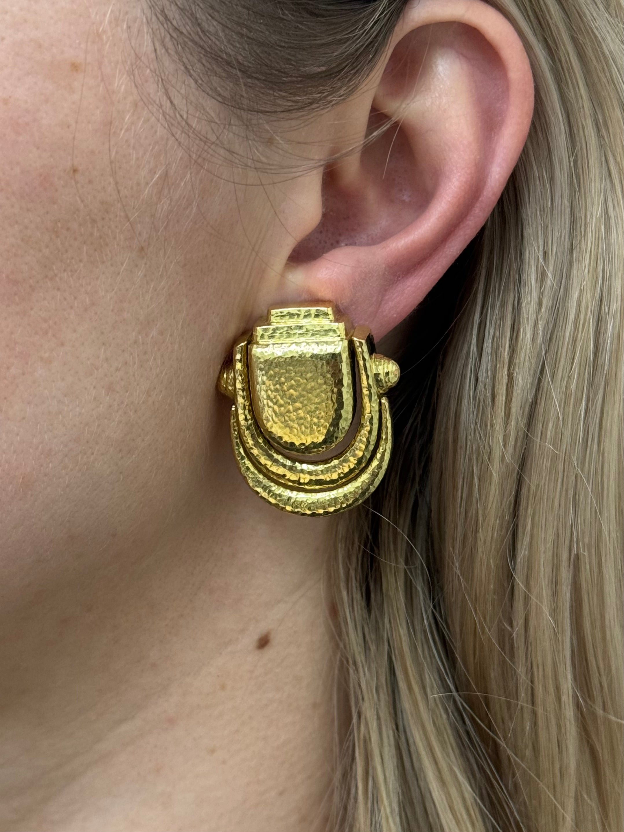 David Webb Gold Doorknocker Earrings