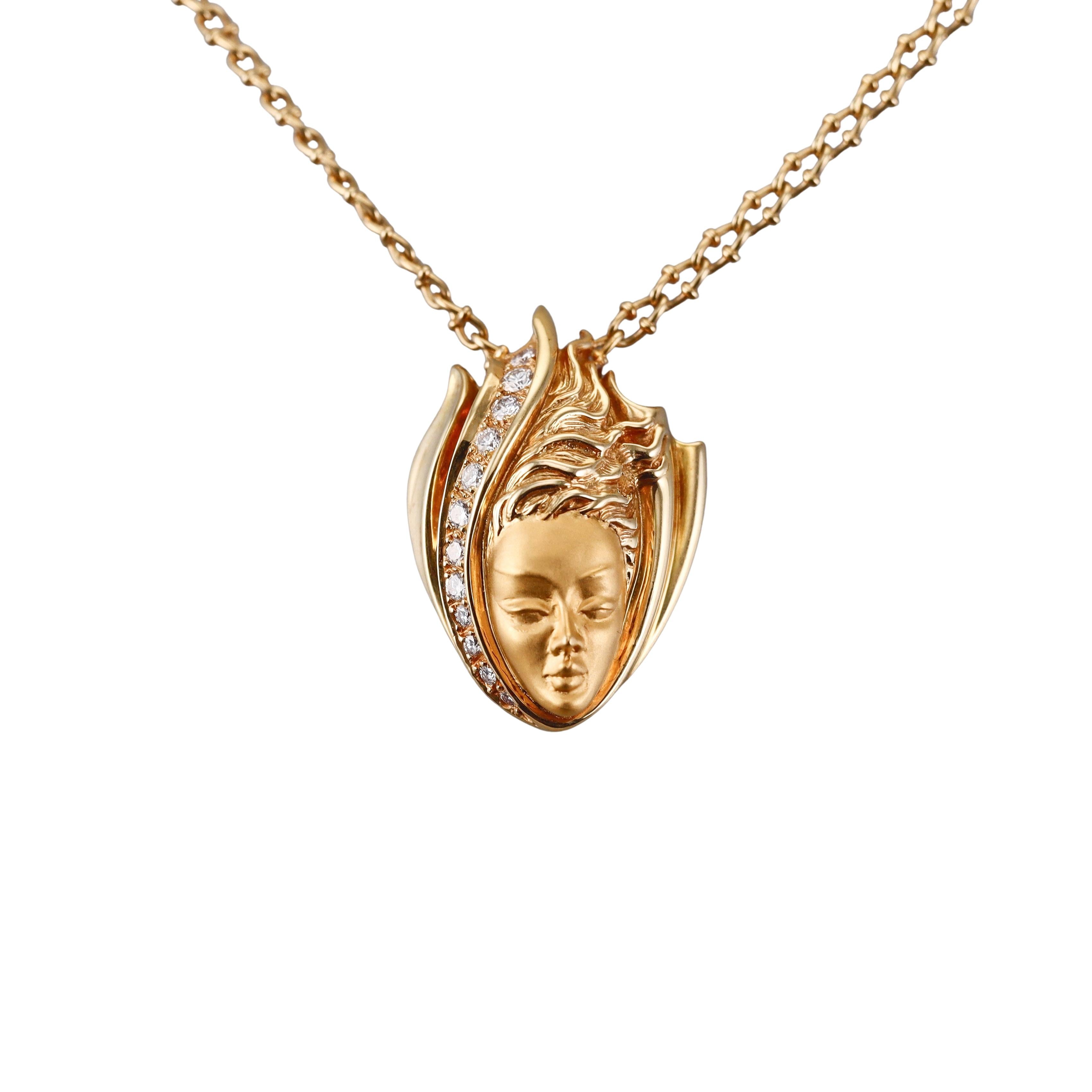 Carrera y Carrera Diamond Gold Face Motif Necklace