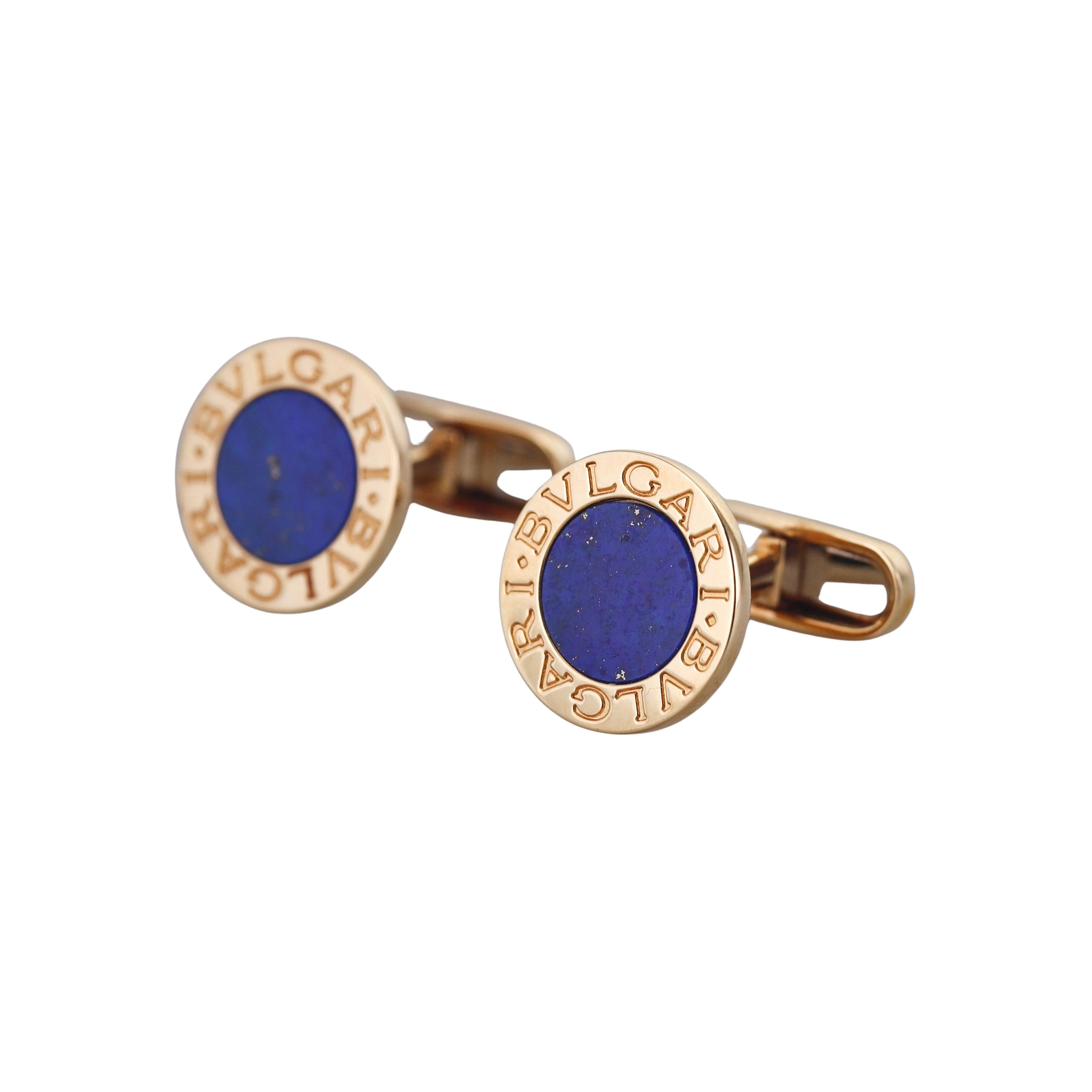 Bulgari Lapis Gold Cufflinks
