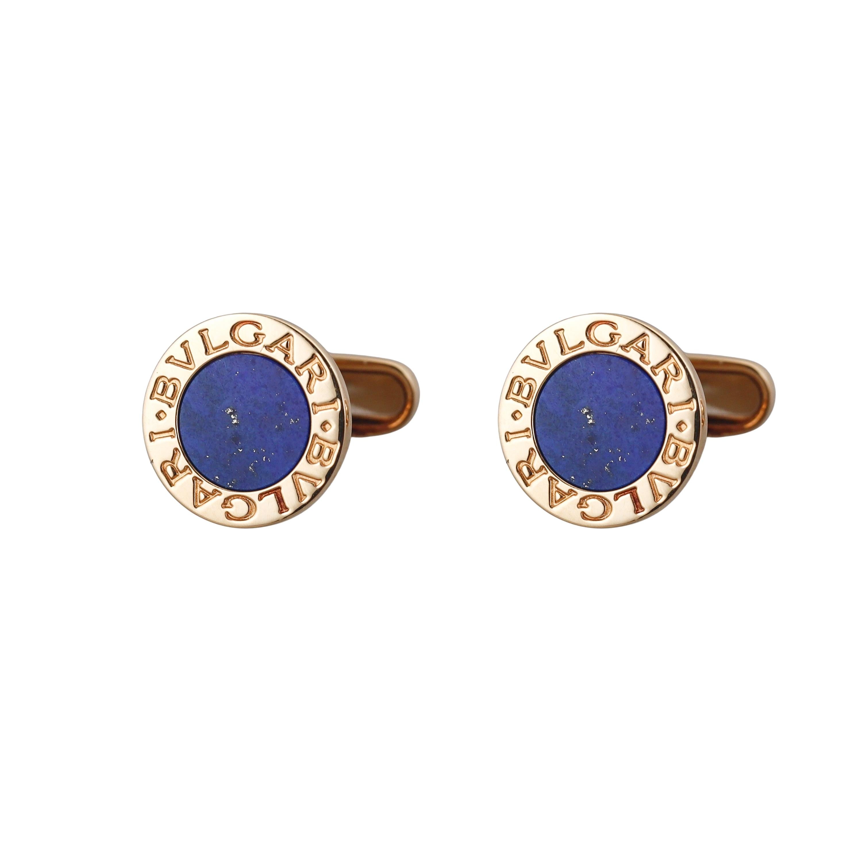 Bulgari Lapis Gold Cufflinks