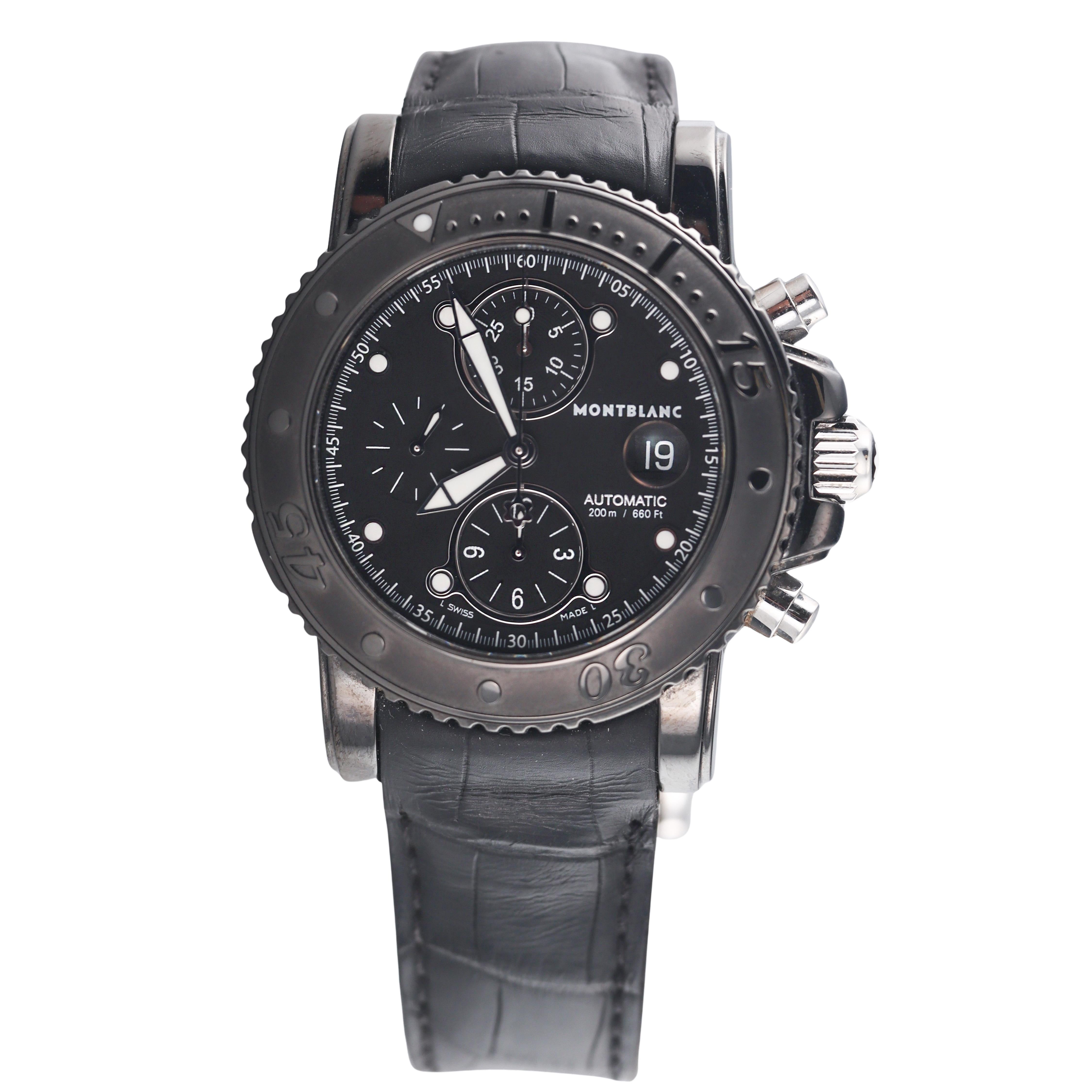 Montblanc Sport Black Steel Automatic Chronograph Watch 104279