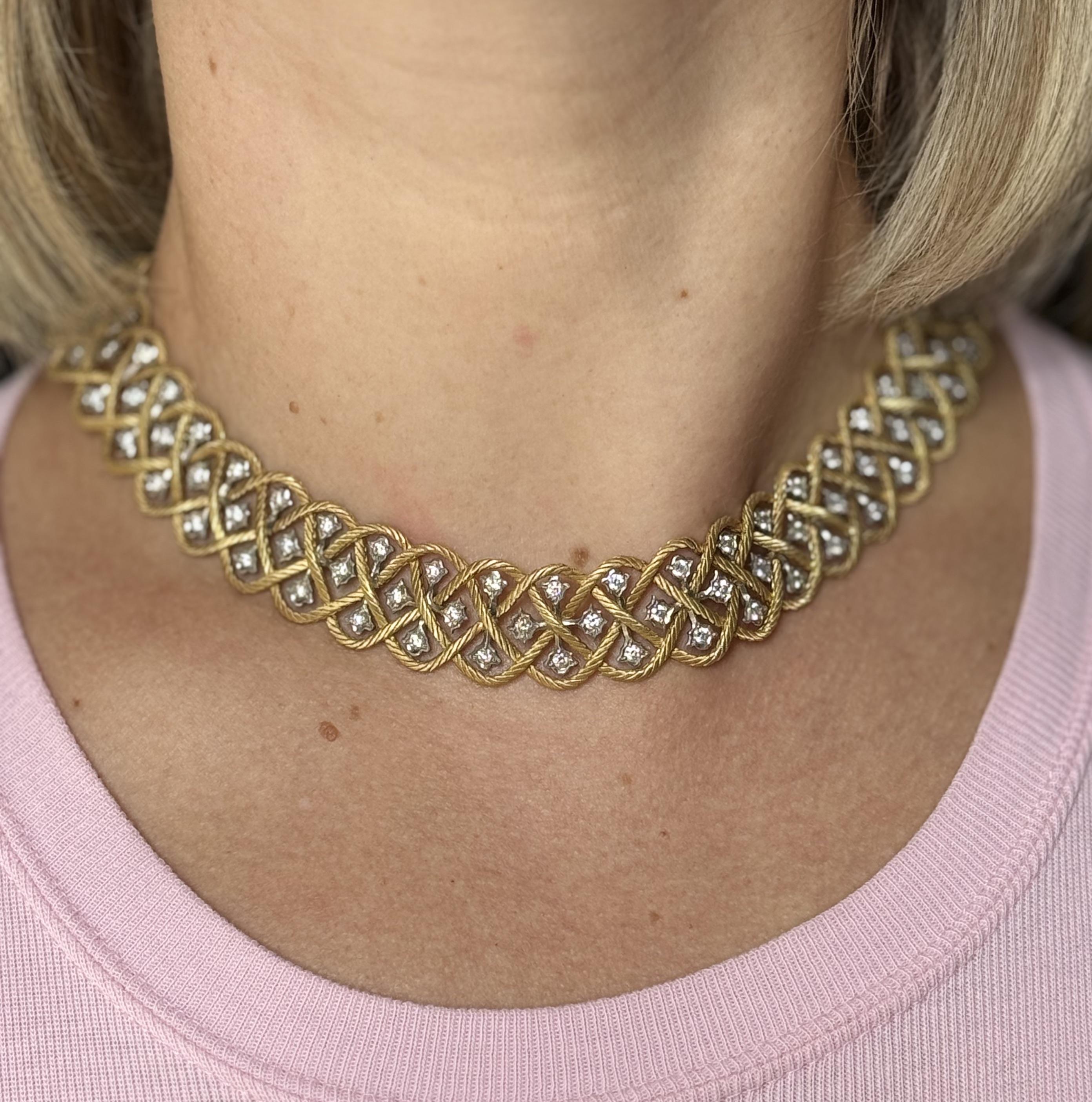 Vintage Buccellati Etoile Diamond Gold Necklace