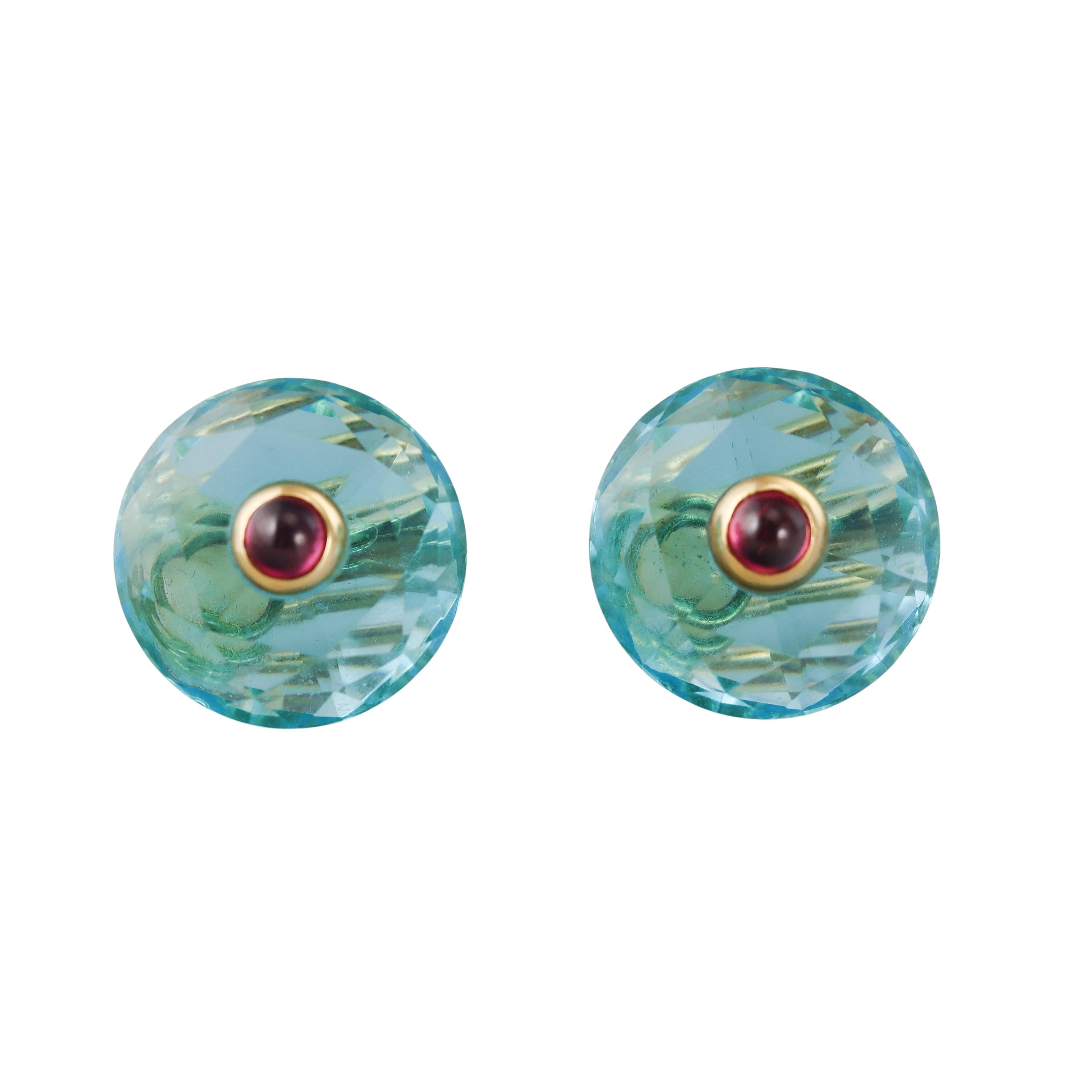Antonini Blue Topaz Tourmaline Gold Earrings