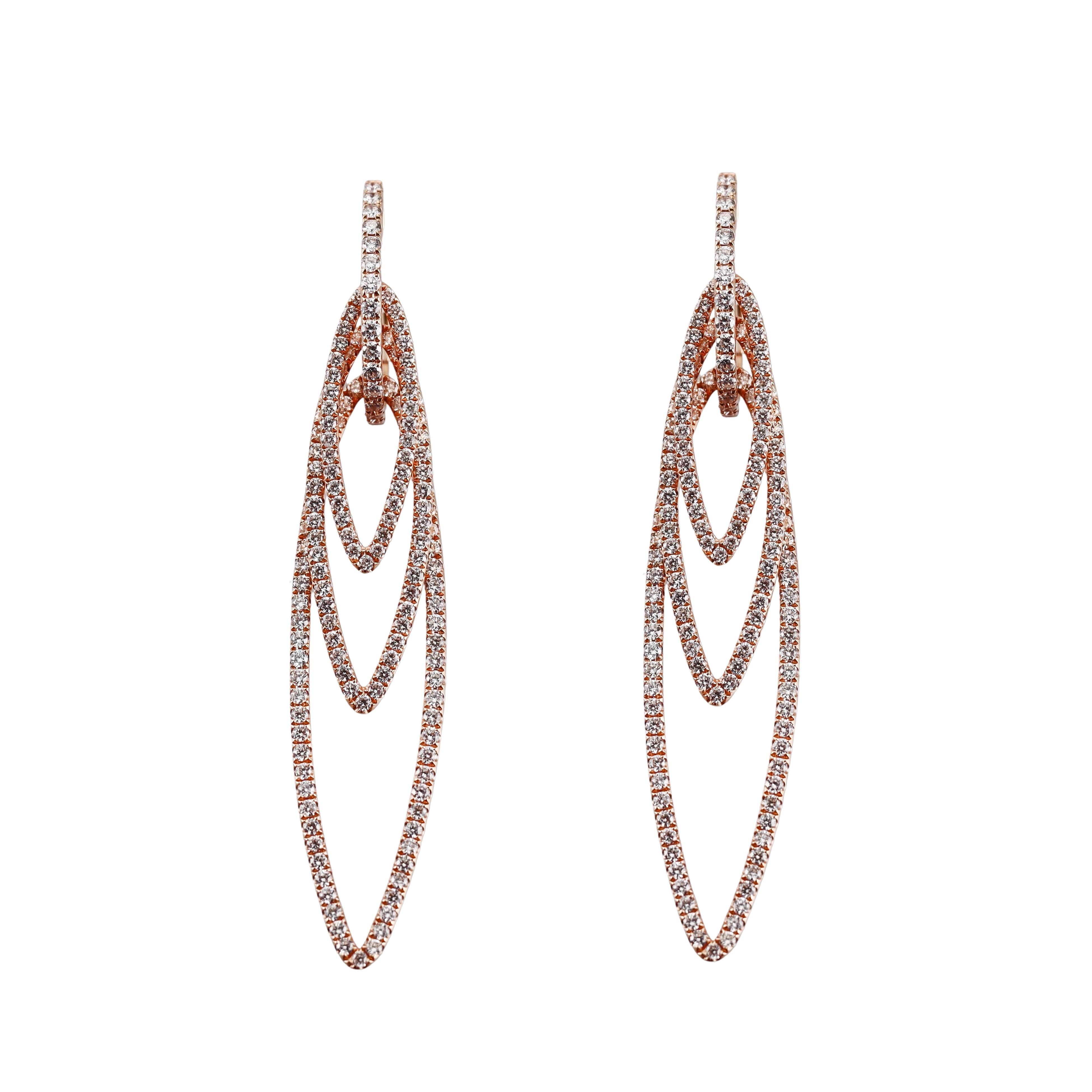 Modern Rose Gold Diamond Earrings