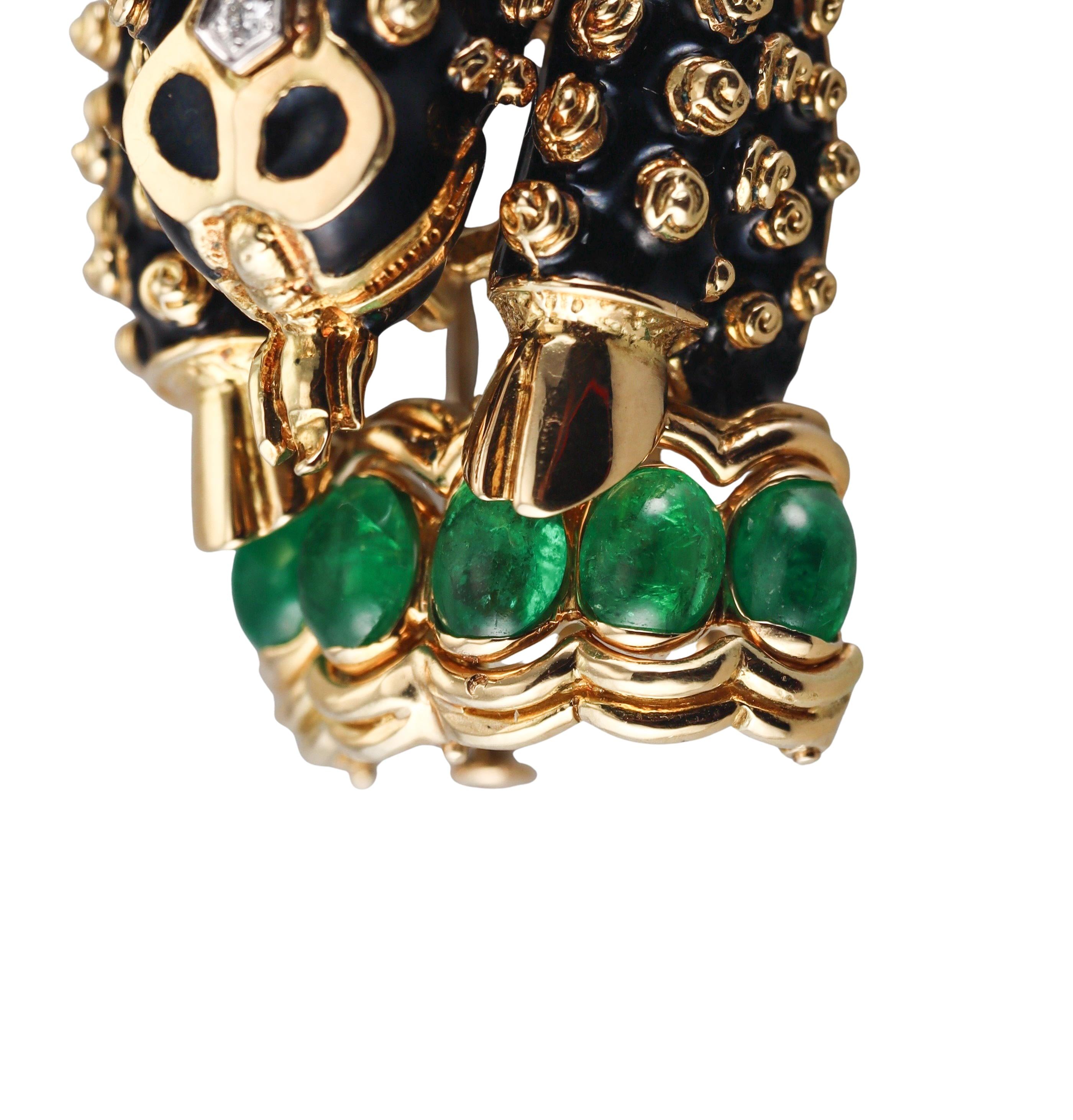 David Webb Unicorn Emerald Sapphire Diamond Ruby Enamel Gold Platinum Brooch