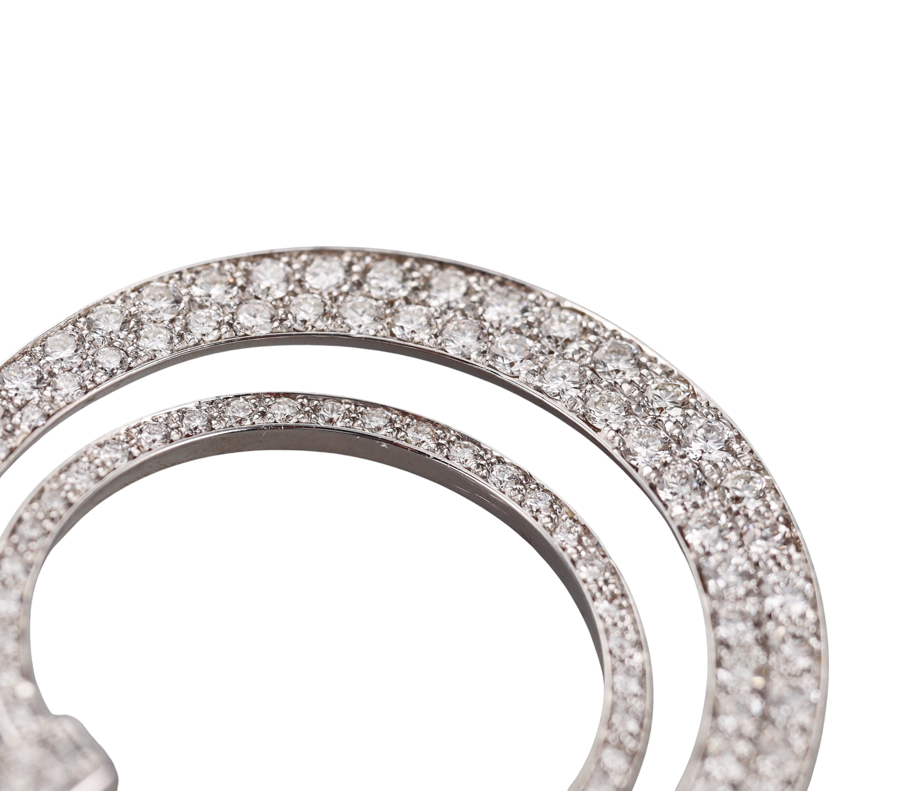 Italian 4.74ctw Diamond Gold Circle Drop Earrings