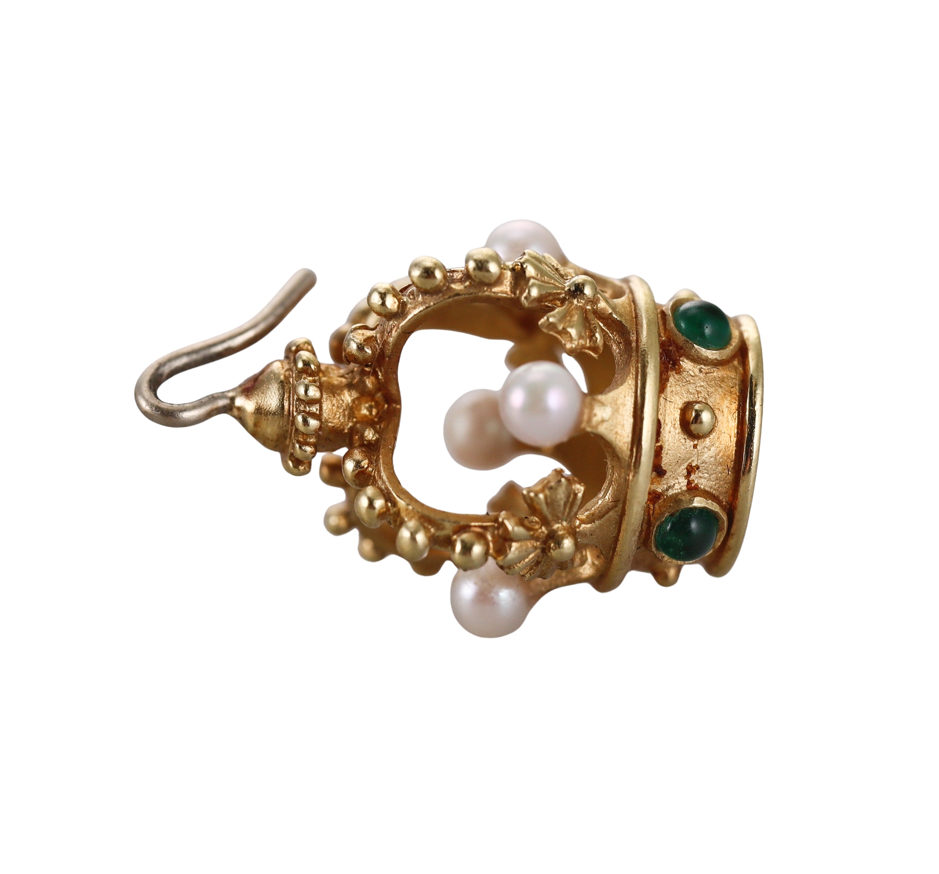 Cynthia Bach Gold Tanzanite Emerald Pearl Crown Night & Day Earrings