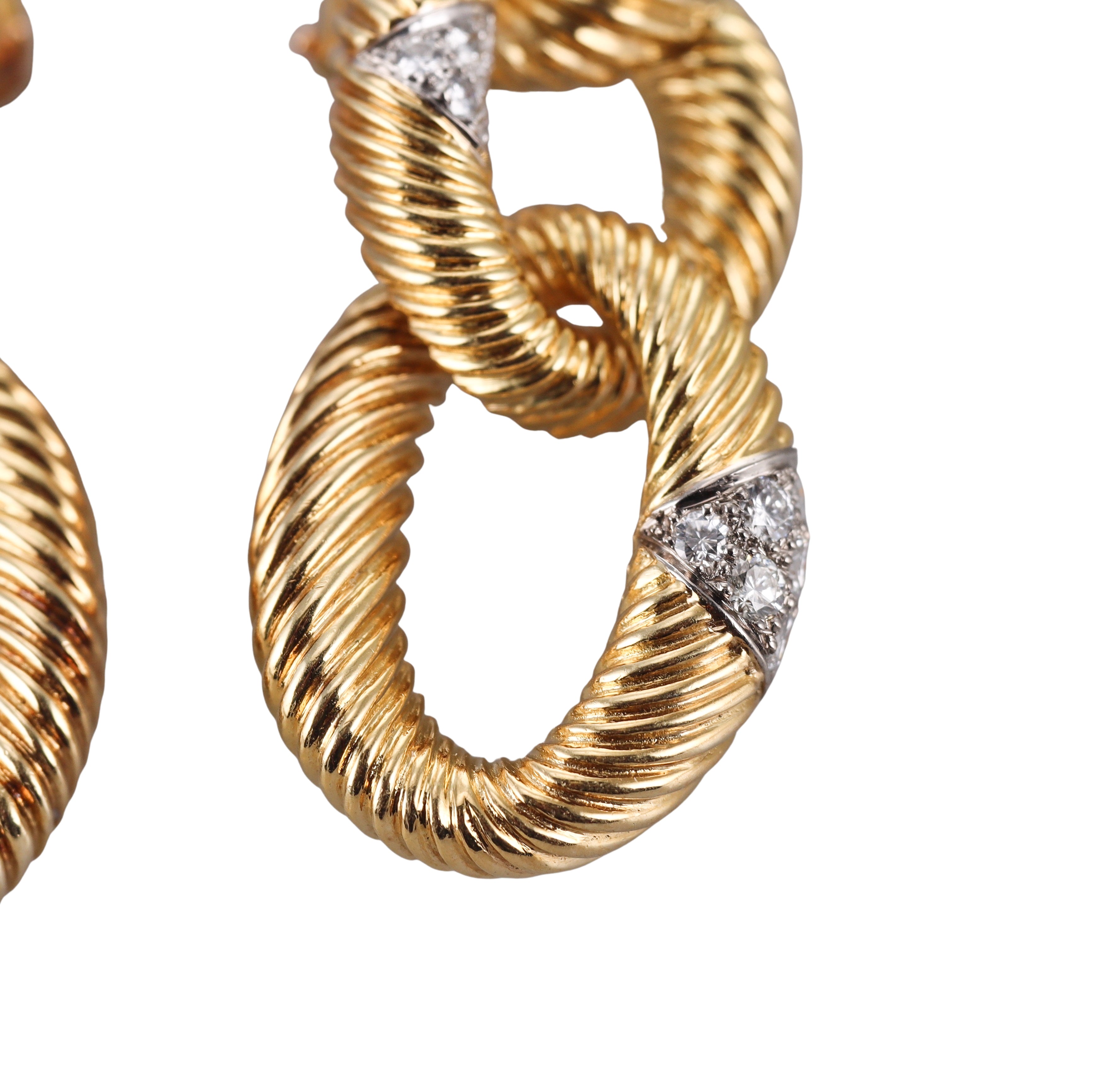 Wander France Gold Diamond Link Drop Earrings