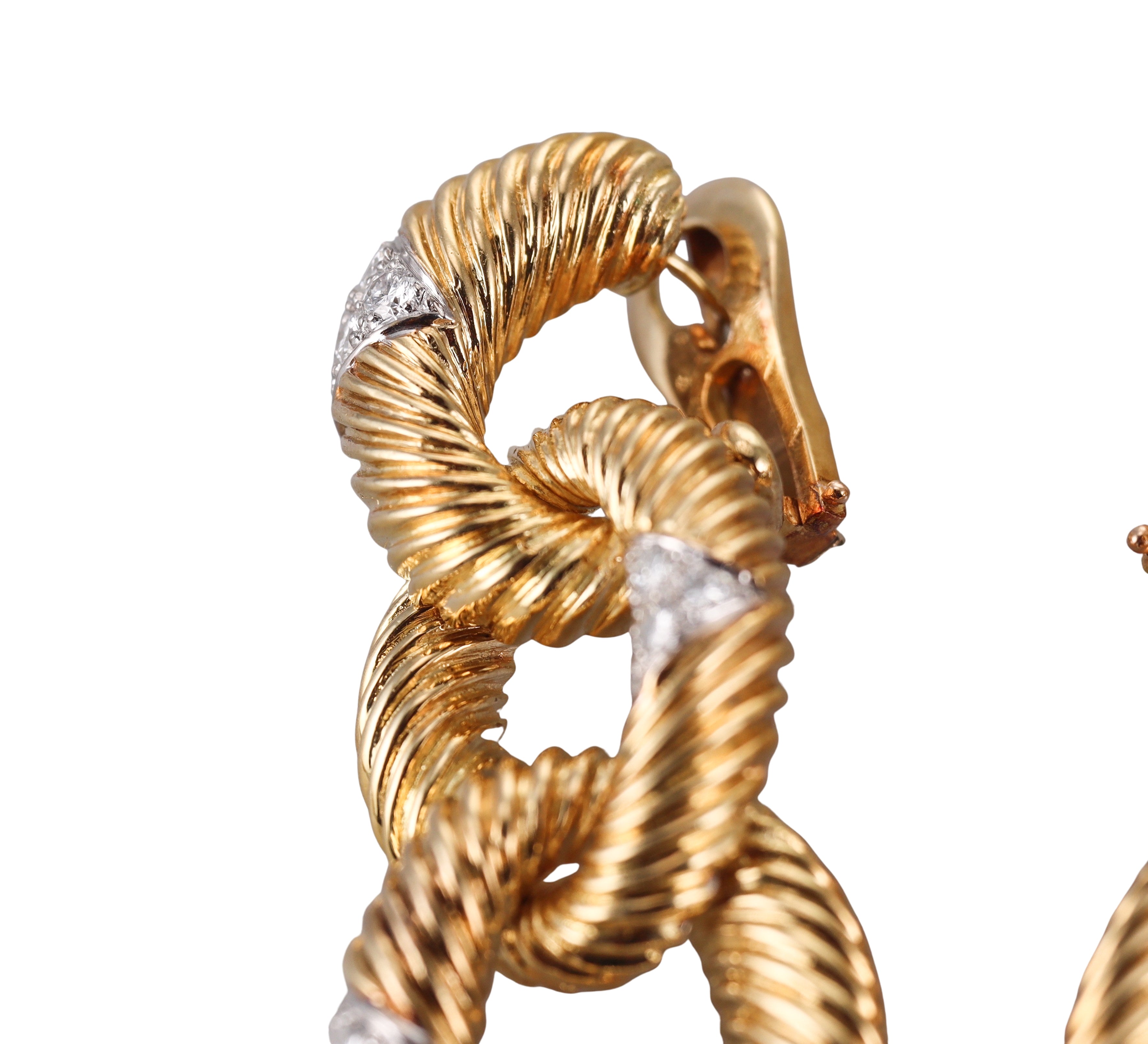 Wander France Gold Diamond Link Drop Earrings