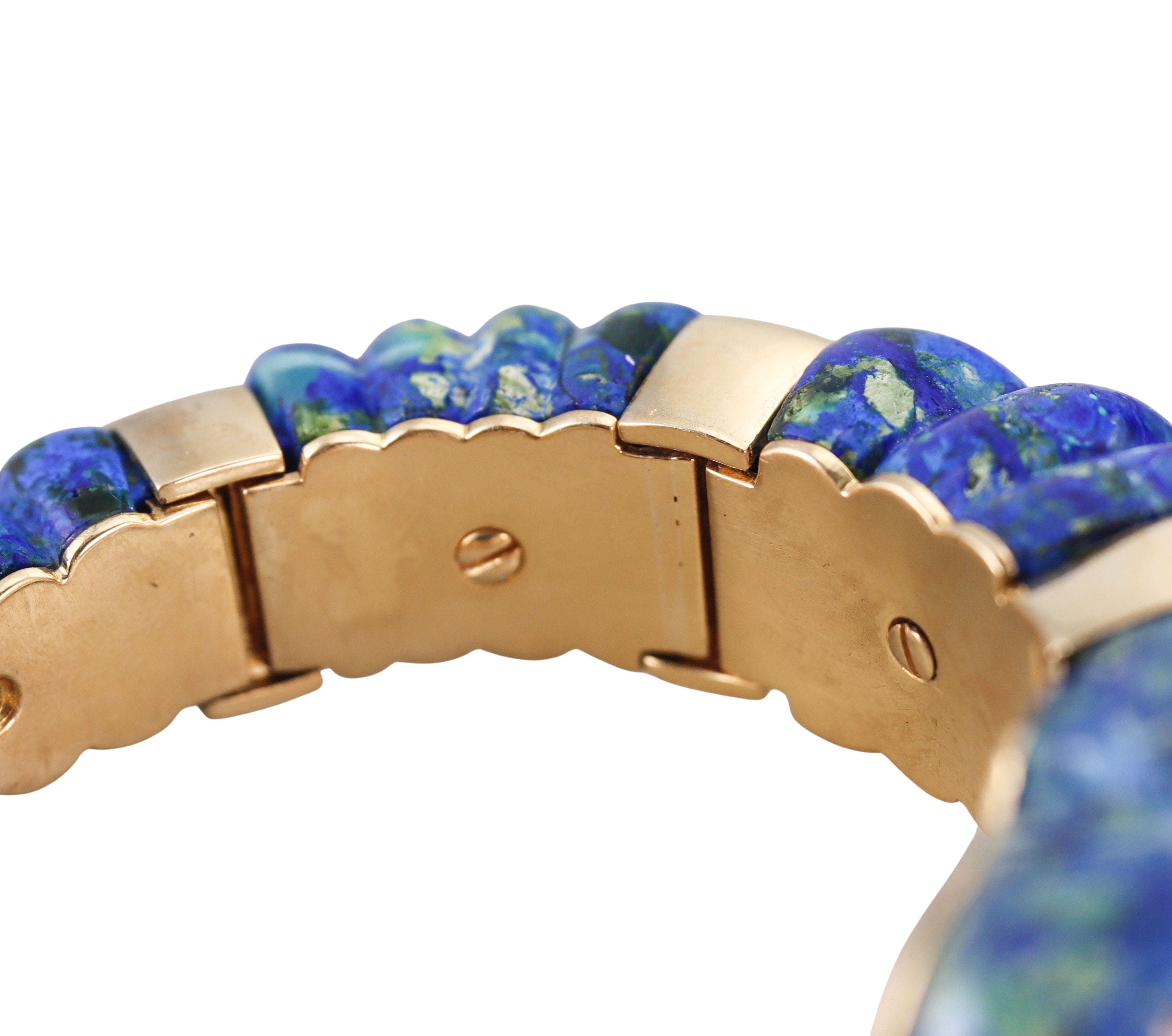 David Webb Diamond Ruby Azurmalachite Gold Platinum Elephant Bracelet