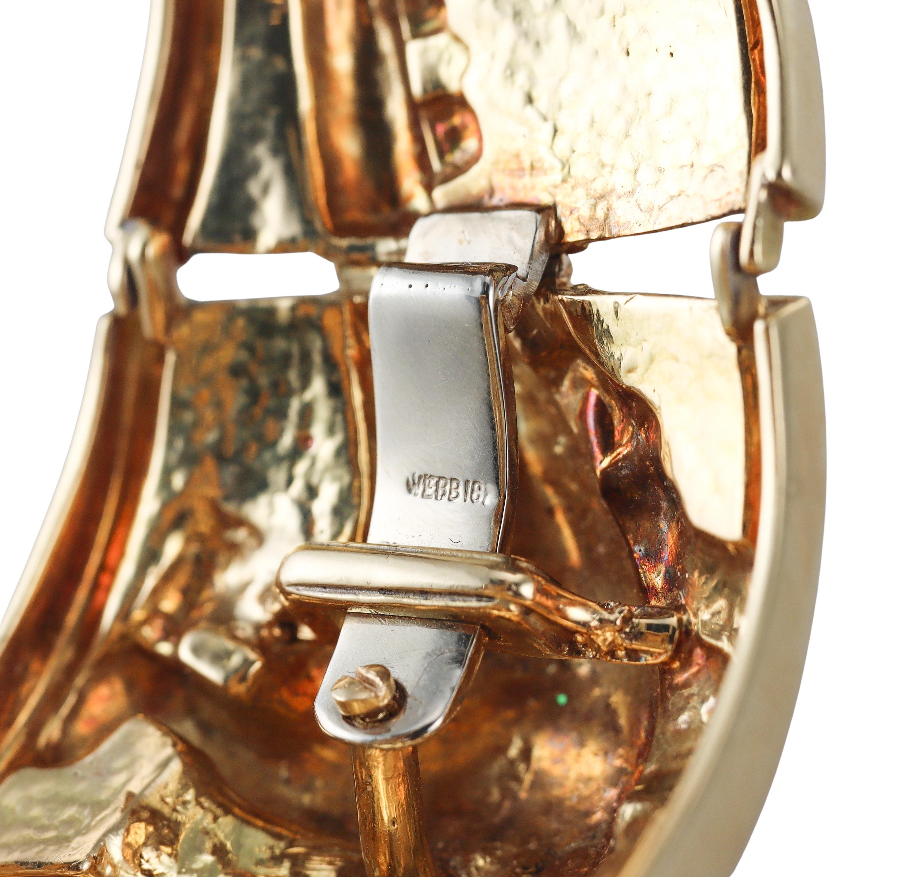 David Webb Repousse Ruby Gold Stegosaurus Repousse Cuff Bracelet