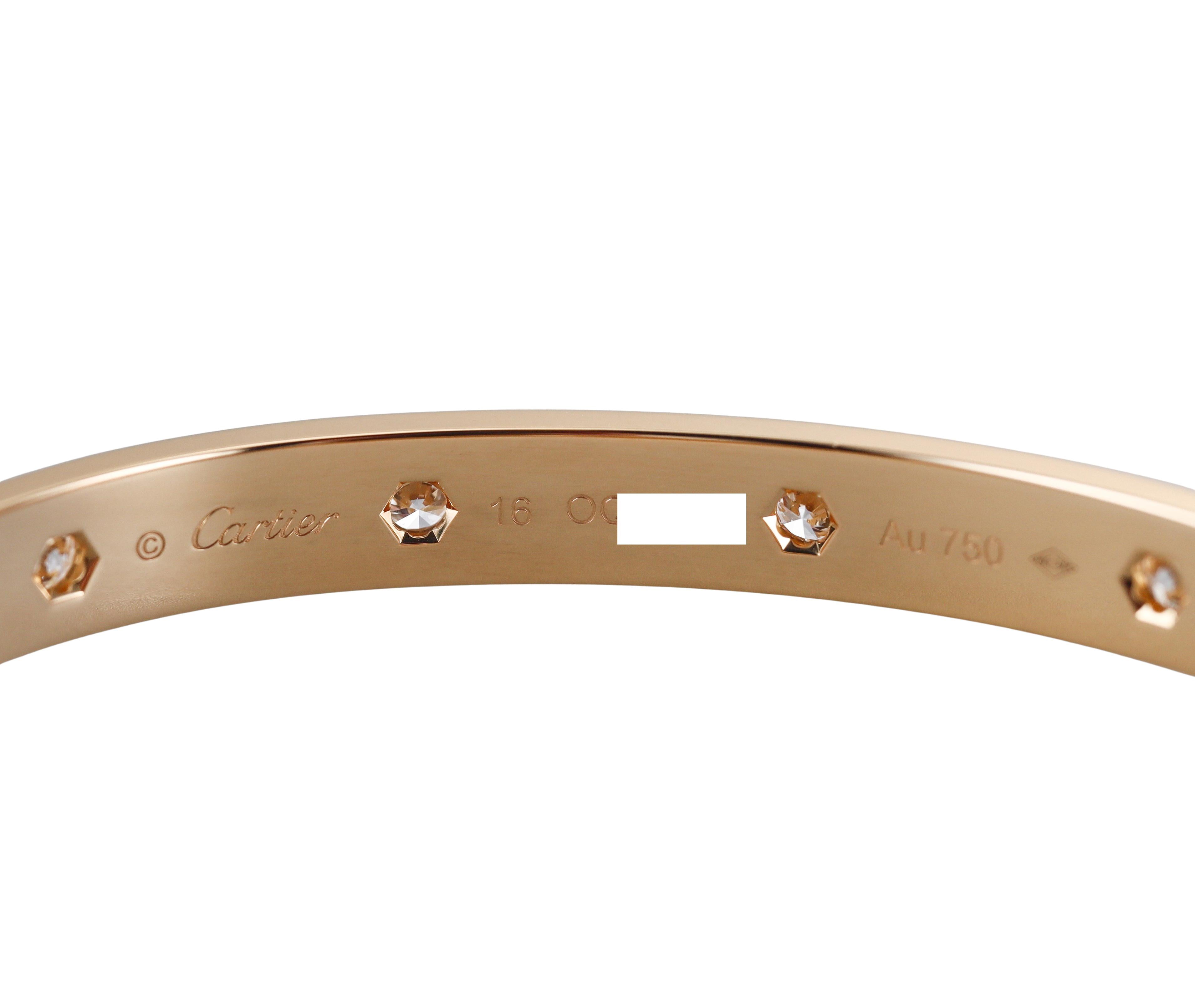 Cartier Love 10 Diamond Yellow Gold Bracelet Classic Model Size 16