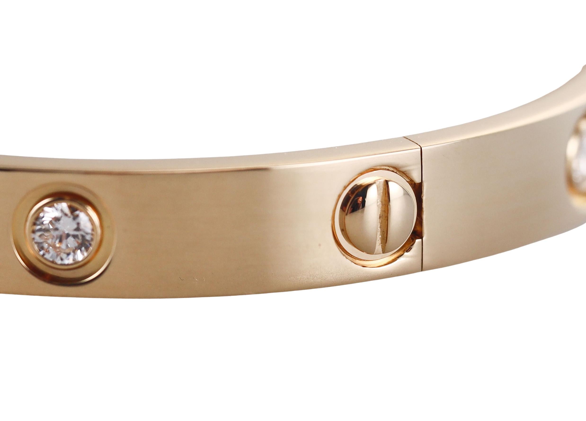 Cartier Love 10 Diamond Yellow Gold Bracelet Classic Model Size 16