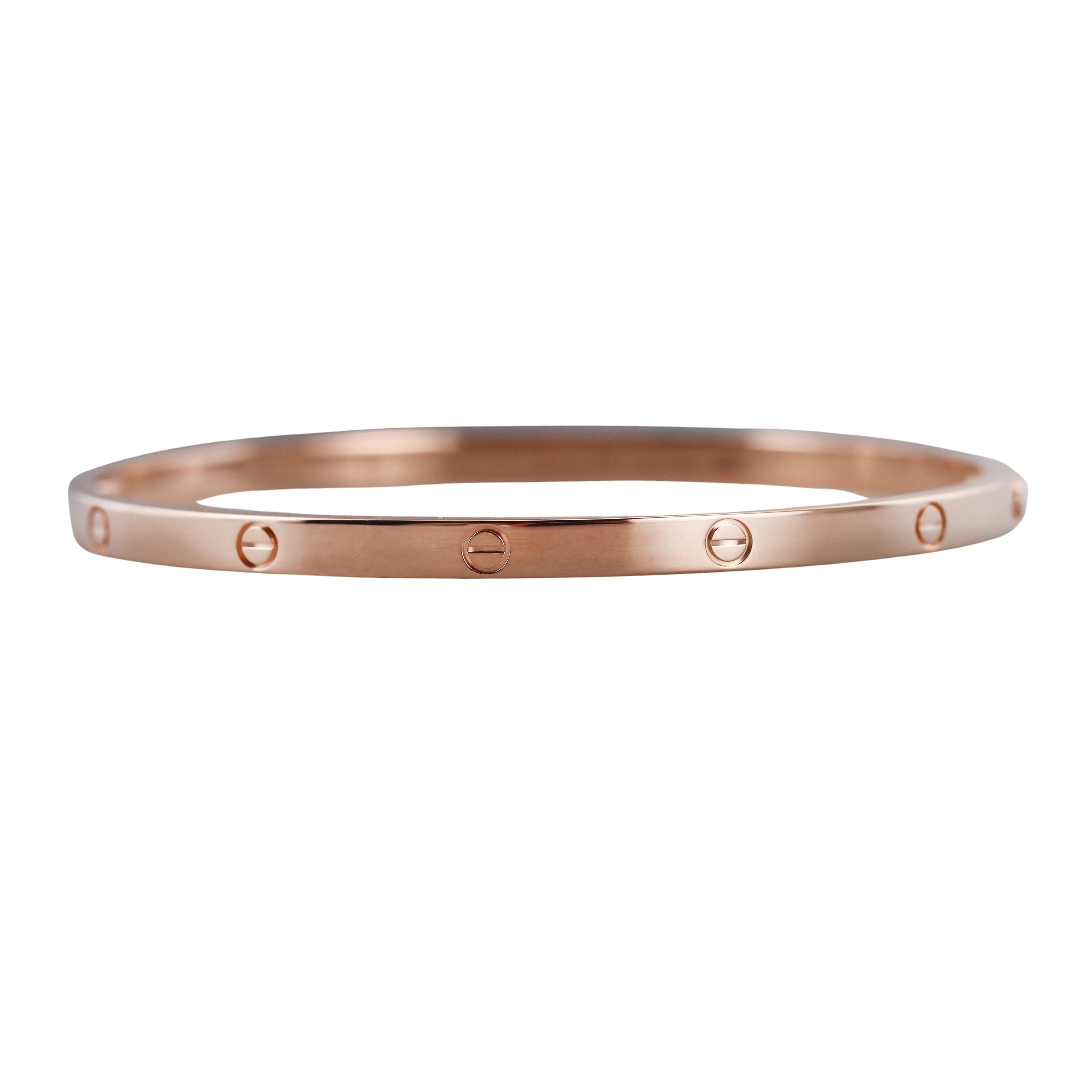 Cartier Love Rose Gold Bracelet Small Model Size 17