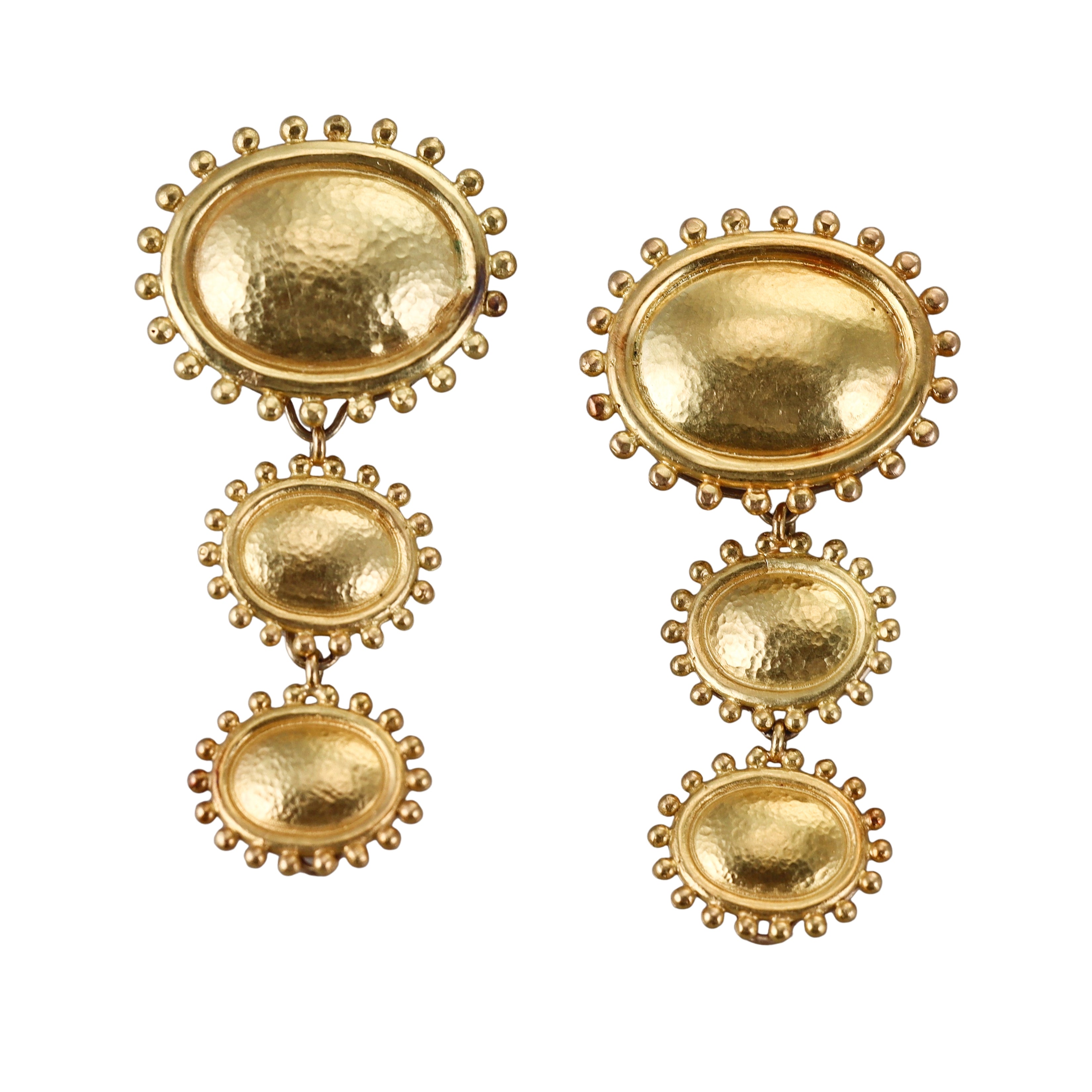 Elizabeth Locke Hammered Gold Night & Day Earrings