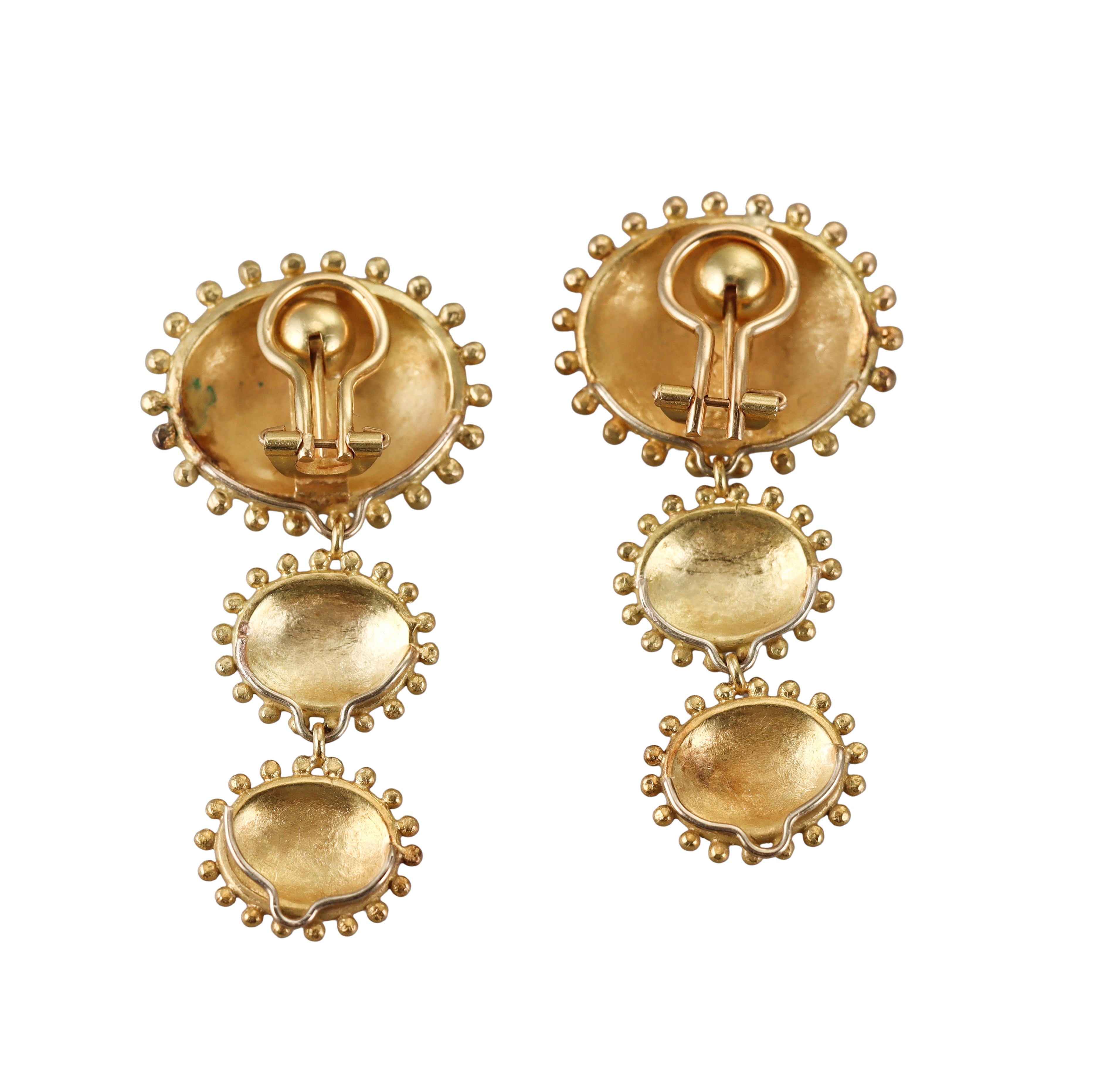 Elizabeth Locke Hammered Gold Night & Day Earrings