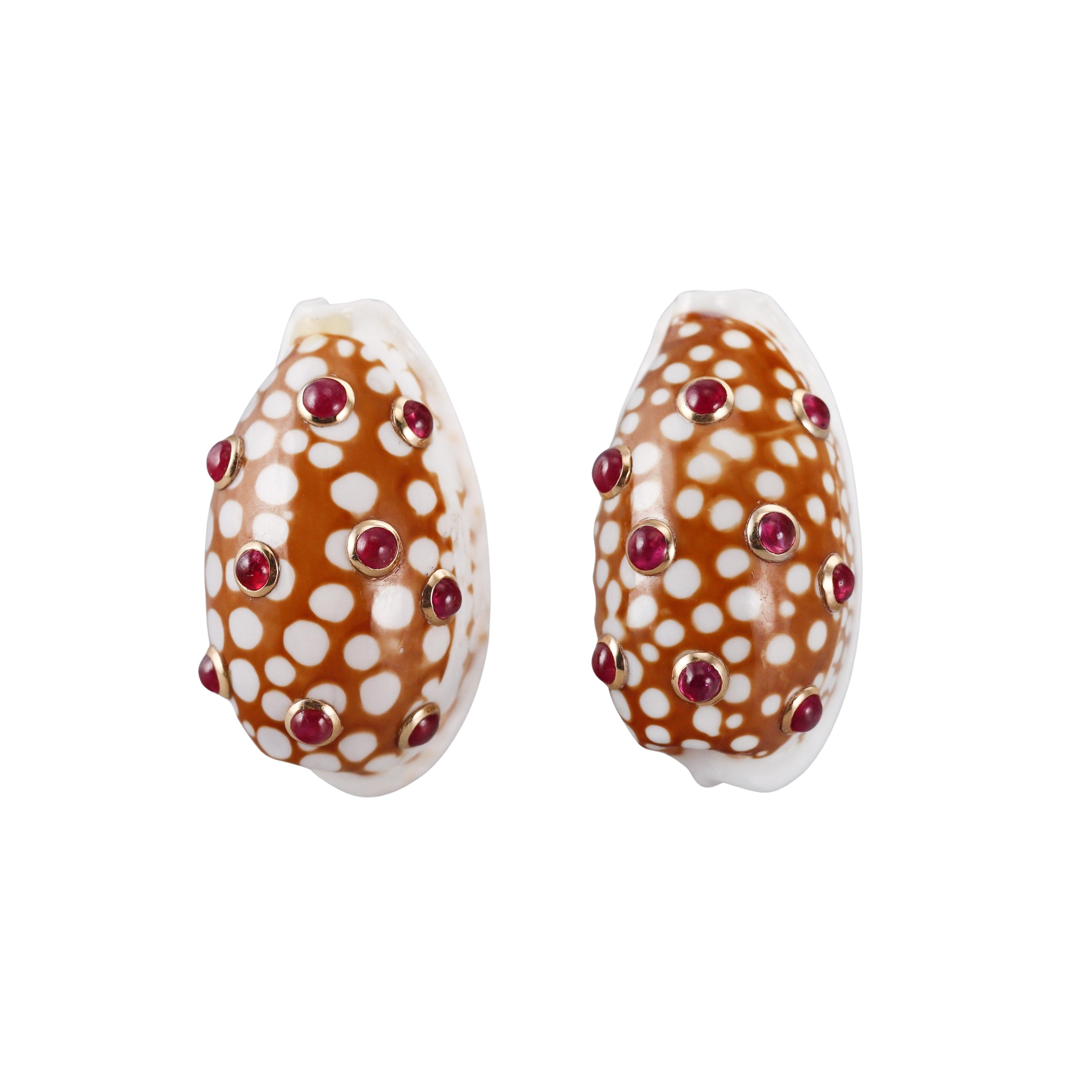 Ruby Gold Shell Earrings