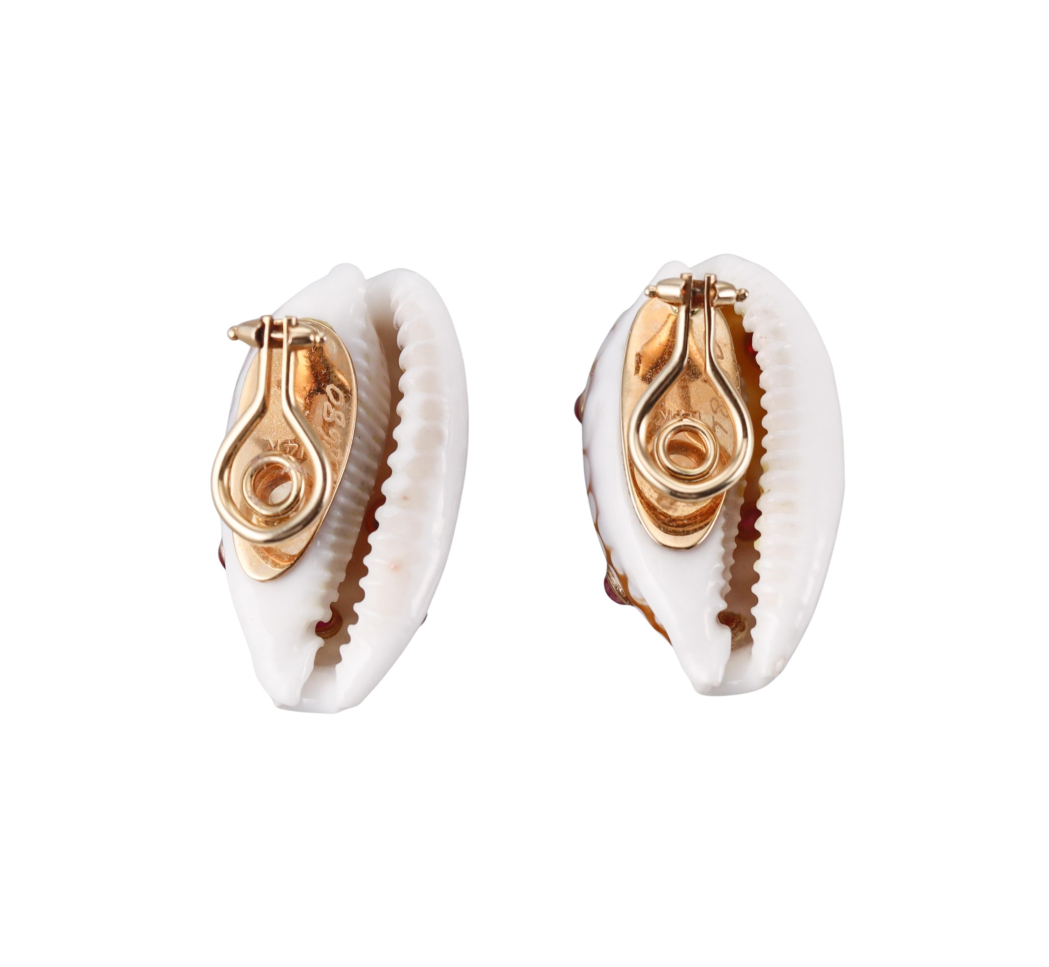 Ruby Gold Shell Earrings