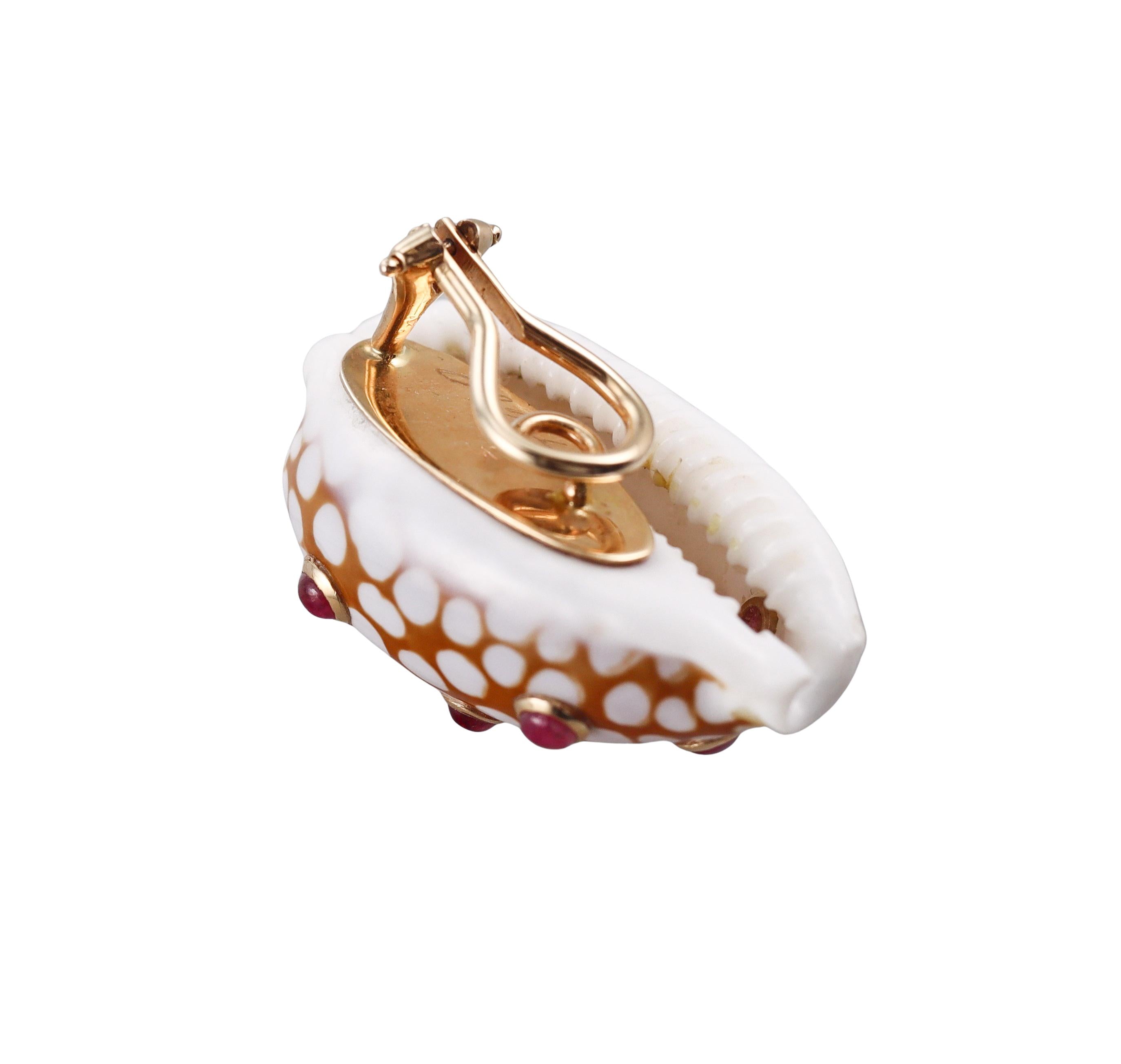 Ruby Gold Shell Earrings