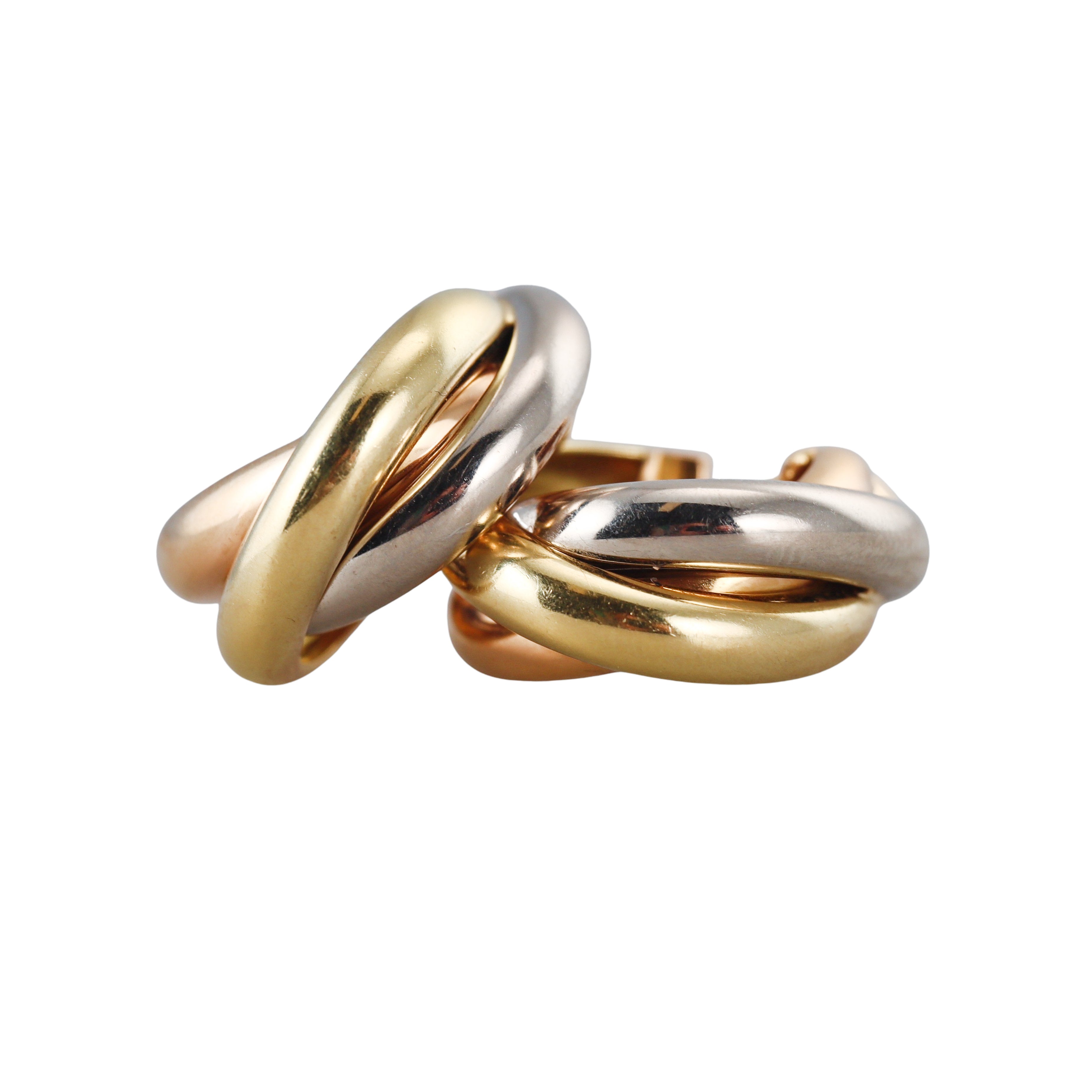 Cartier Trinity Tri Color Gold Hoop Earrings