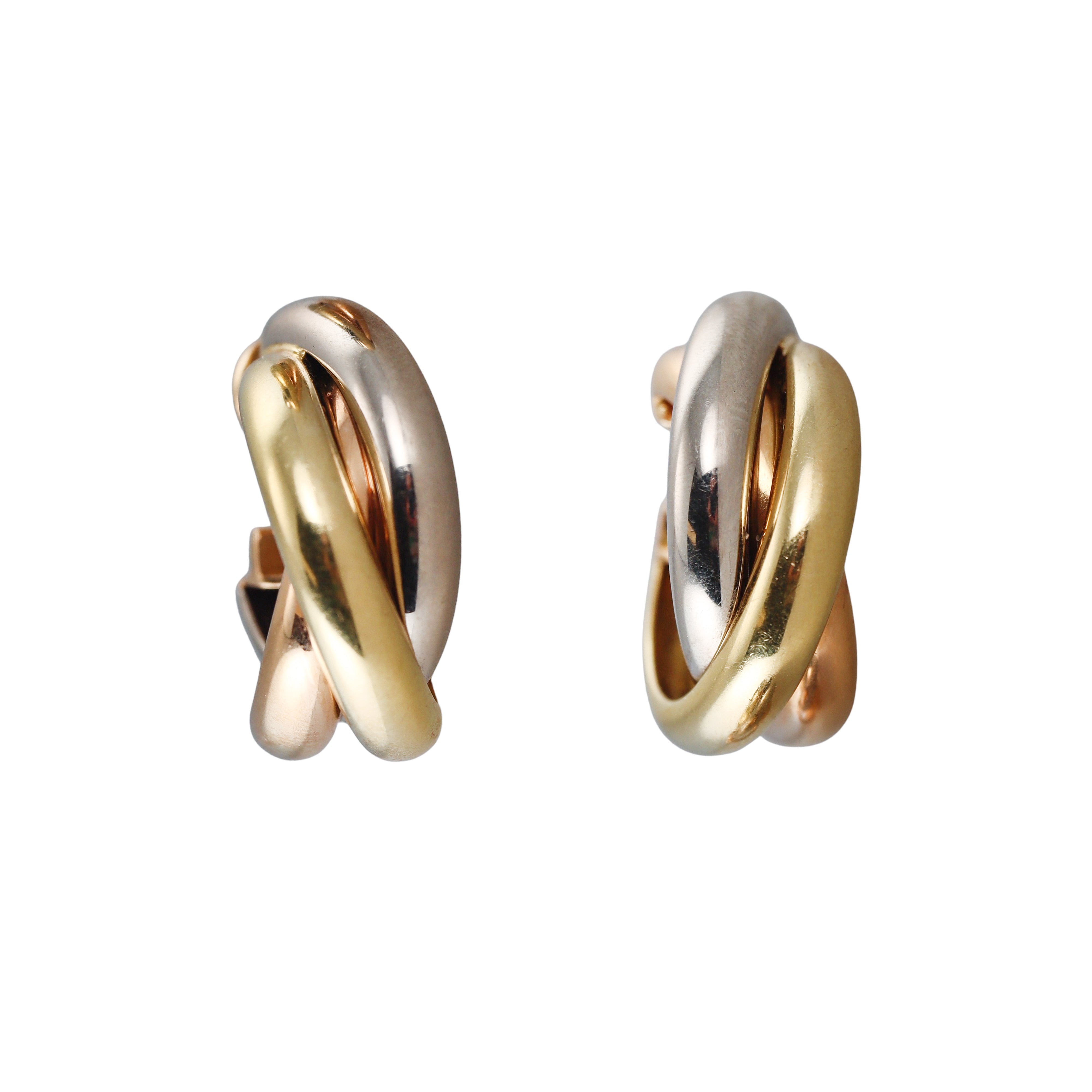 Cartier Trinity Tri Color Gold Hoop Earrings