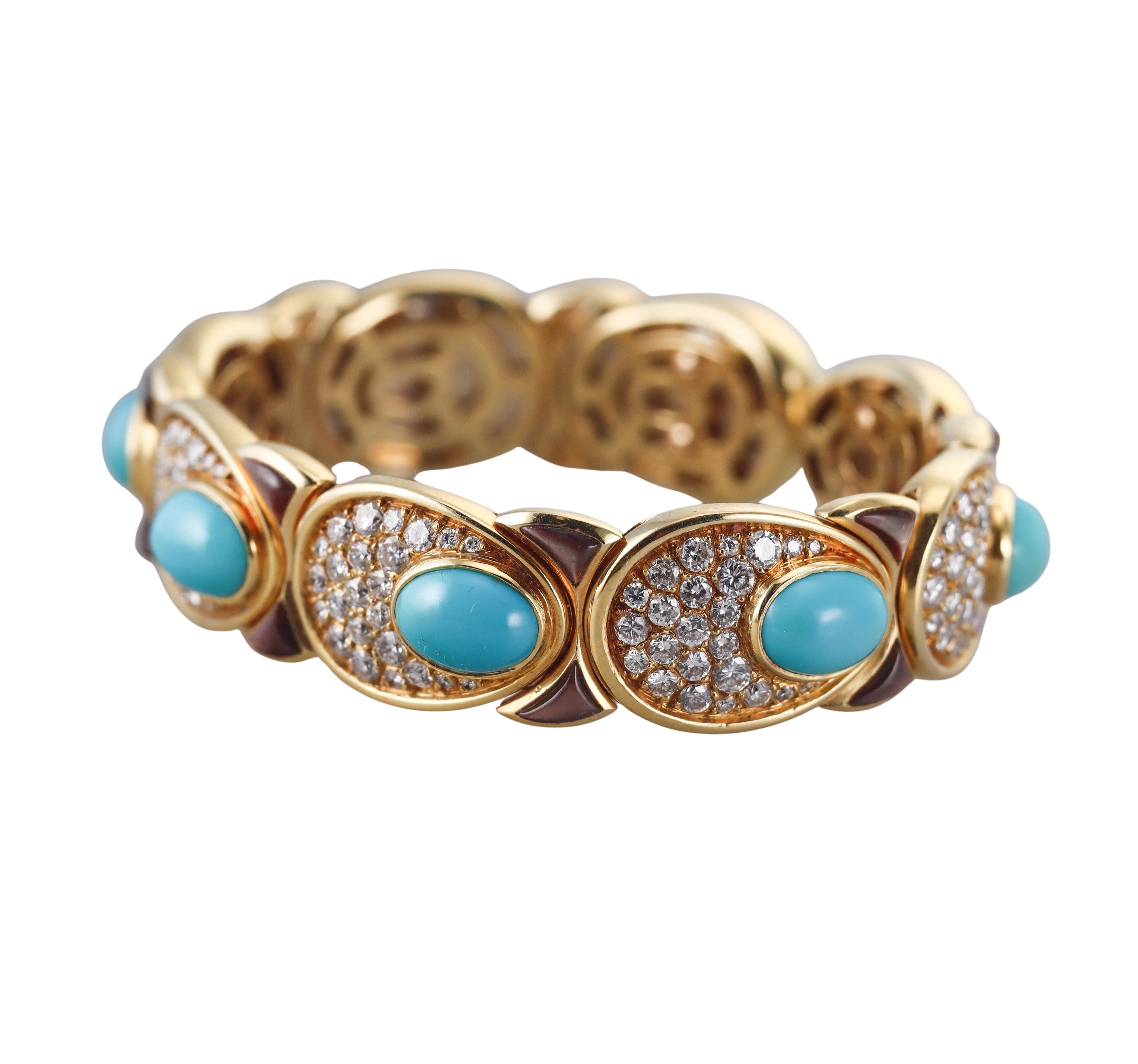 Marina B Huitre Turquoise Diamond Gold Bracelet