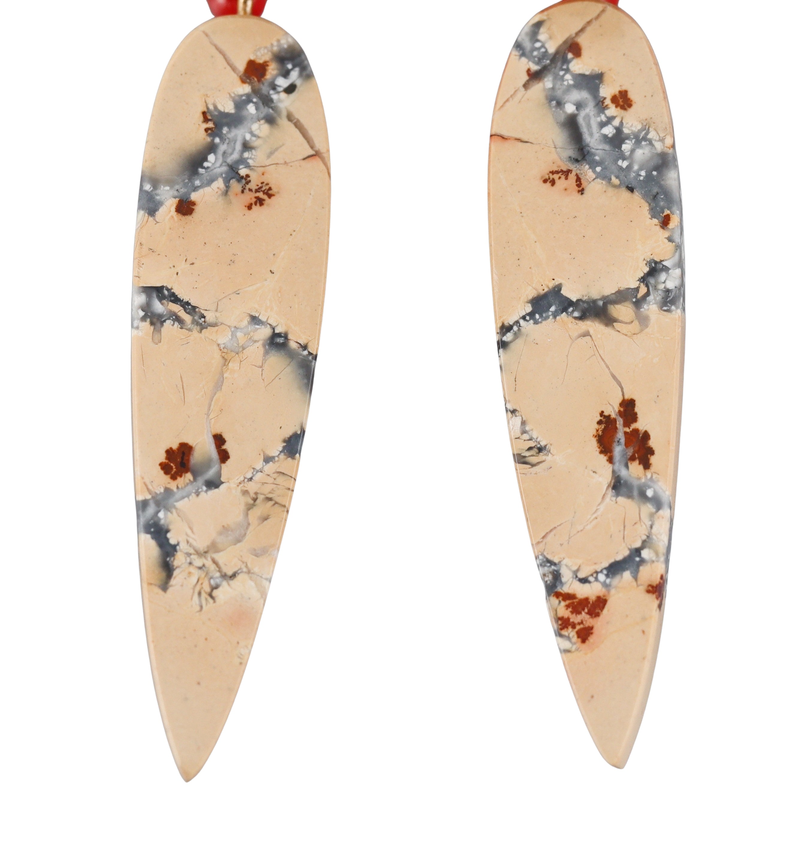 Assael Tahitian Pearl Coral Maligano Jasper Gold Earrings