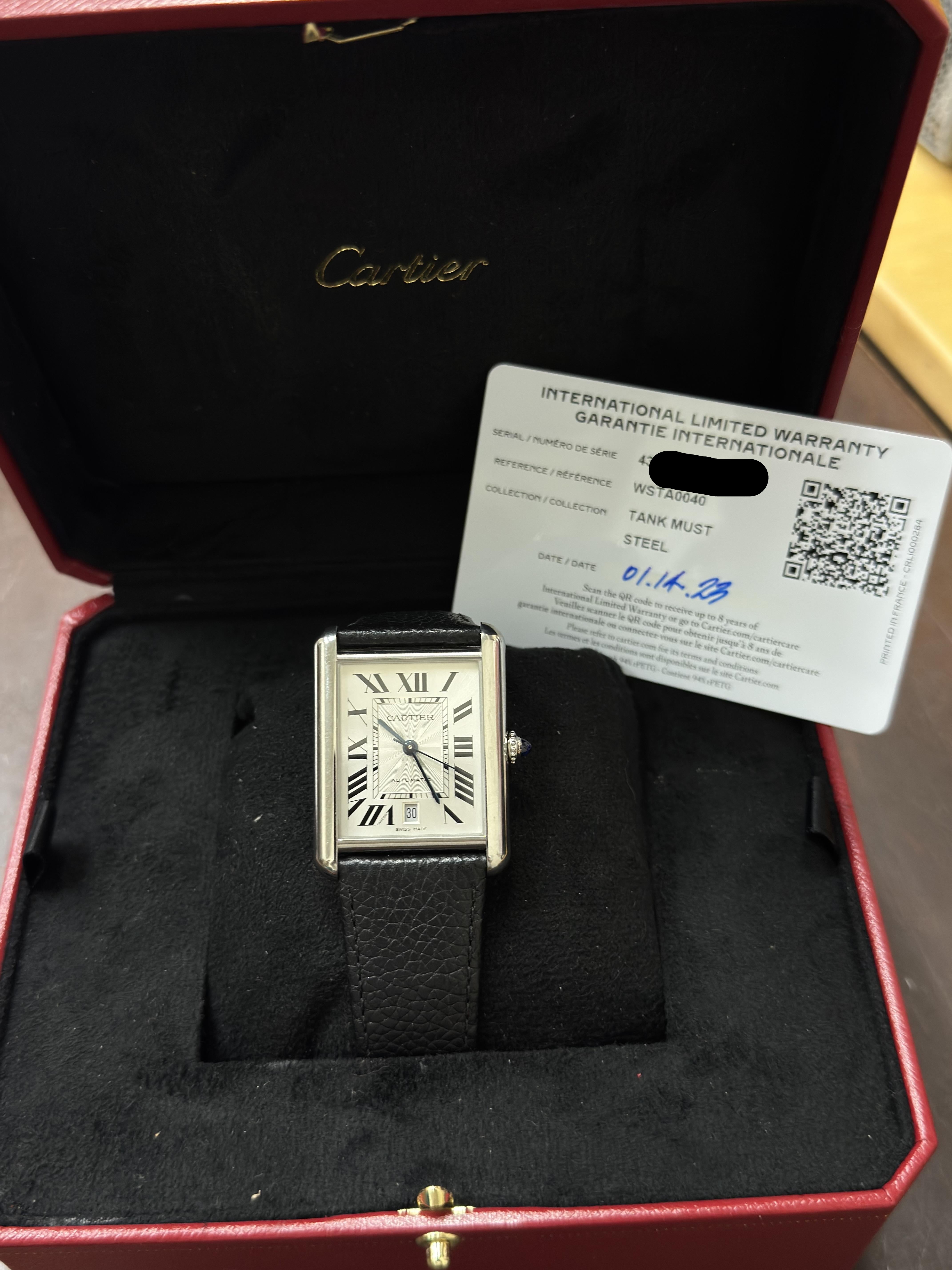 Cartier Tank Must XL Stainless Steel Automatic Watch WSTA0040