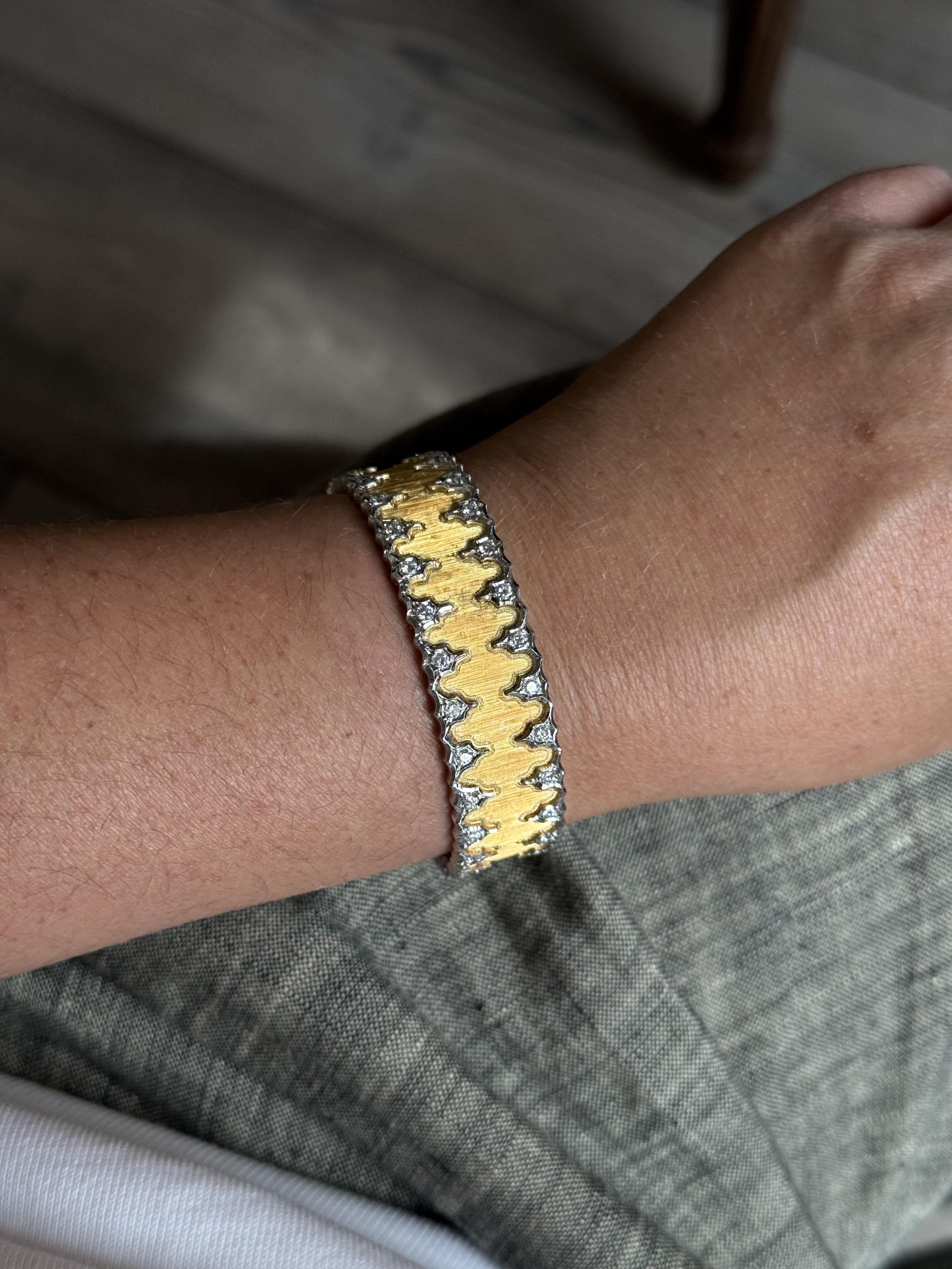 Buccellati Diamond Gold Classic Cuff Bracelet
