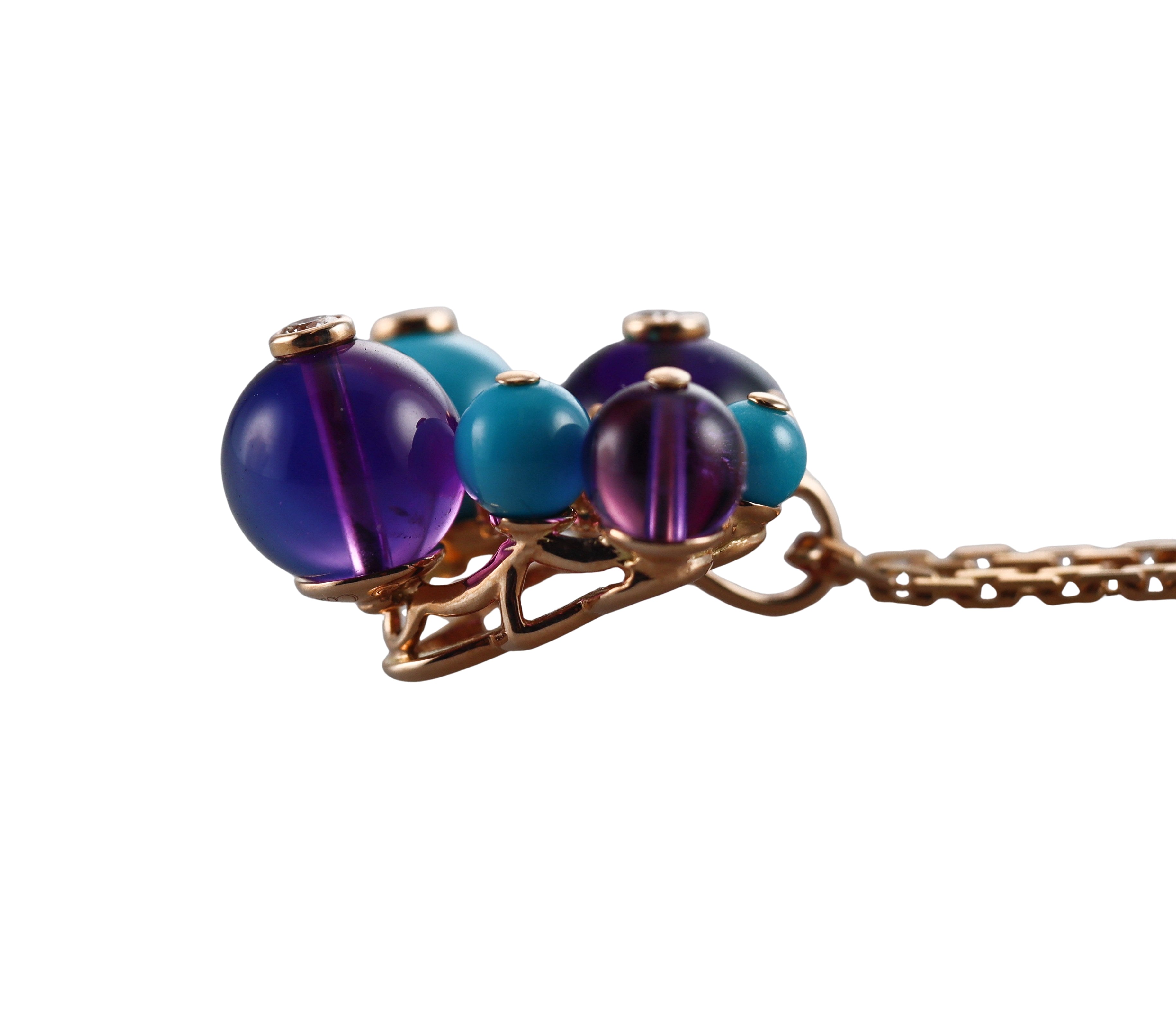 Cartier Delices de Goa Amethyst Turquoise Diamond Rose Gold Necklace