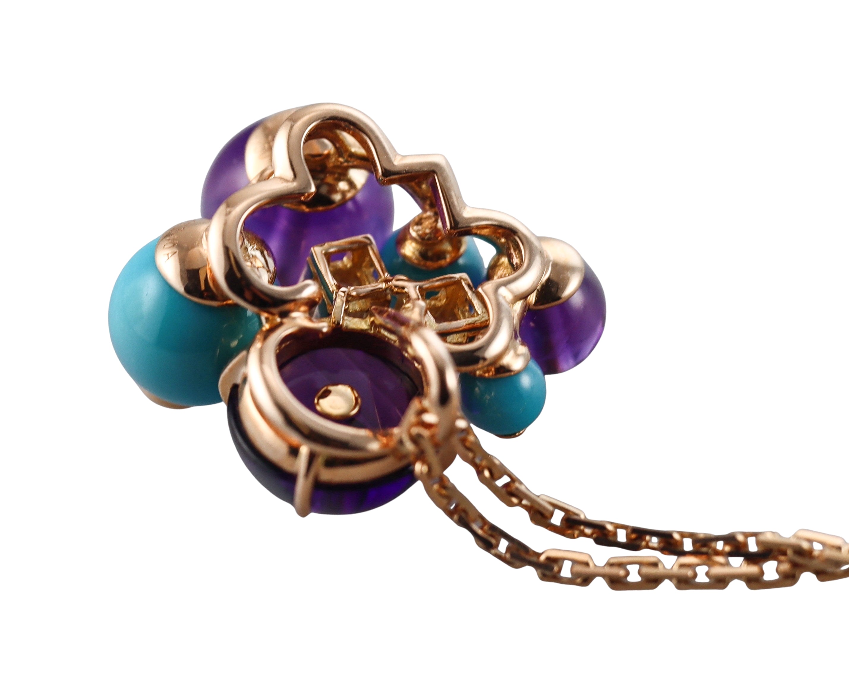 Cartier Delices de Goa Amethyst Turquoise Diamond Rose Gold Necklace