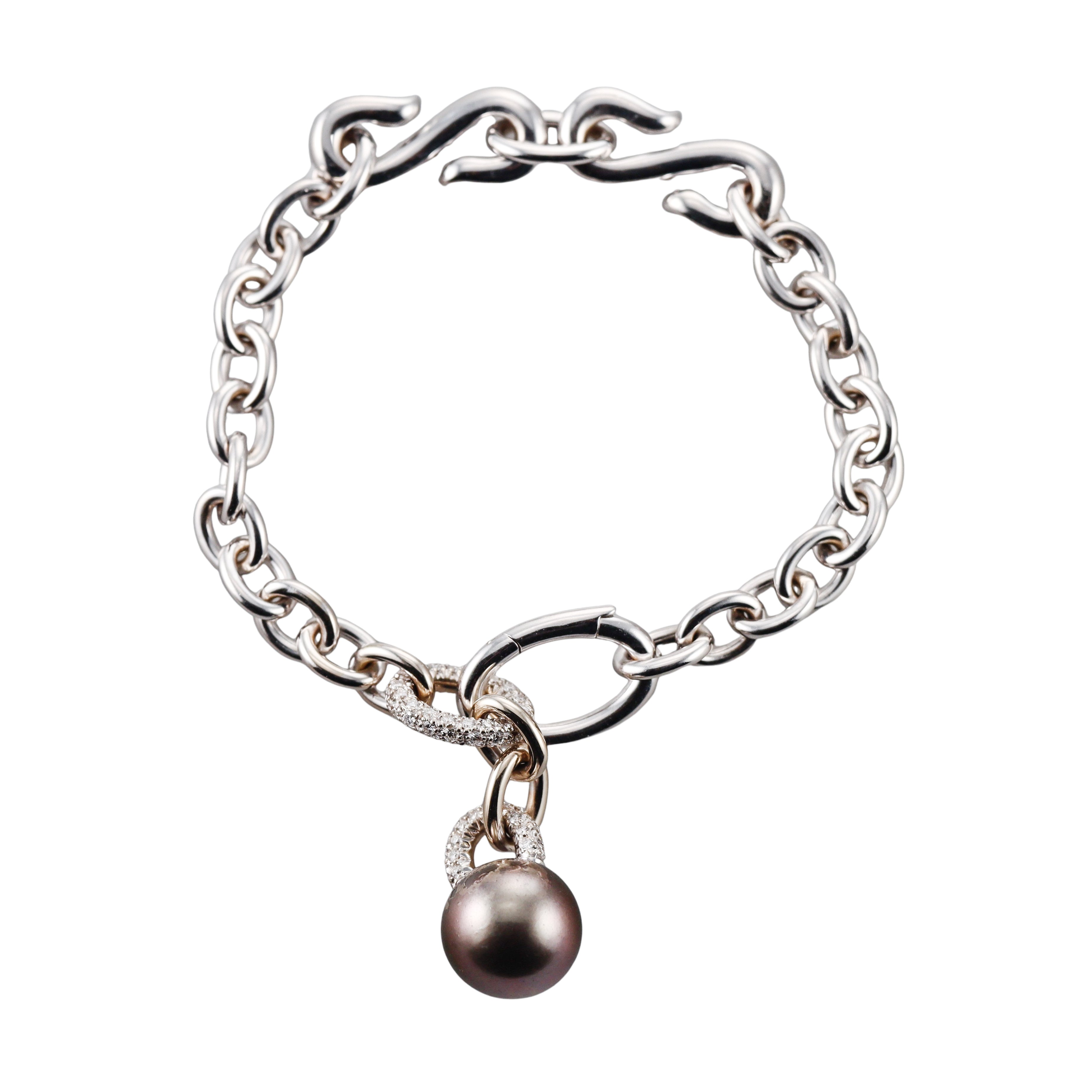 Mikimoto Gold Diamond Tahitian South Sea Pearl Charm Bracelet