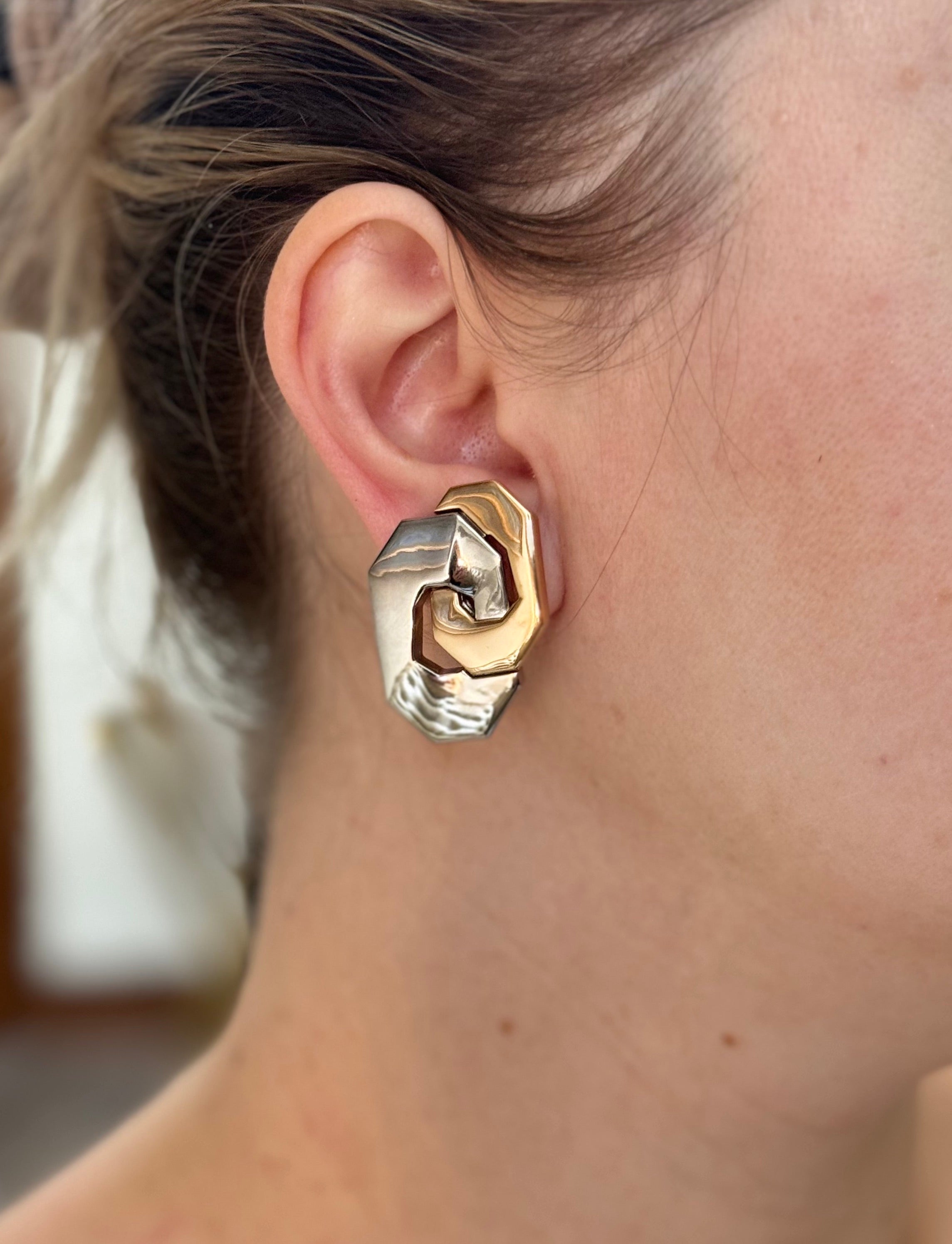 Sabbadini Titanium Rose Gold Link Earrings