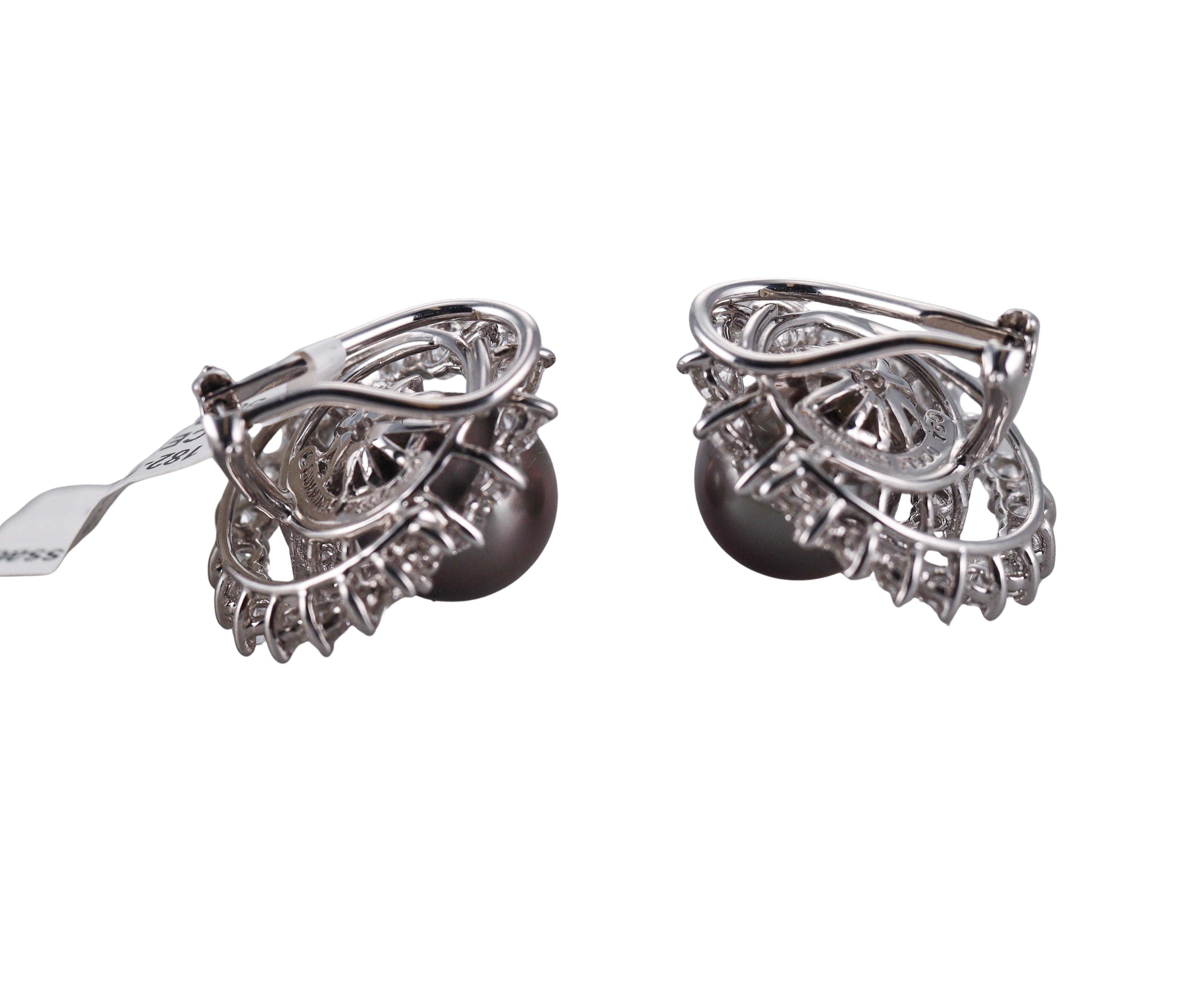 Angela Cummings Assael Tahitian South Sea Pearl Diamond Platinum Earrings