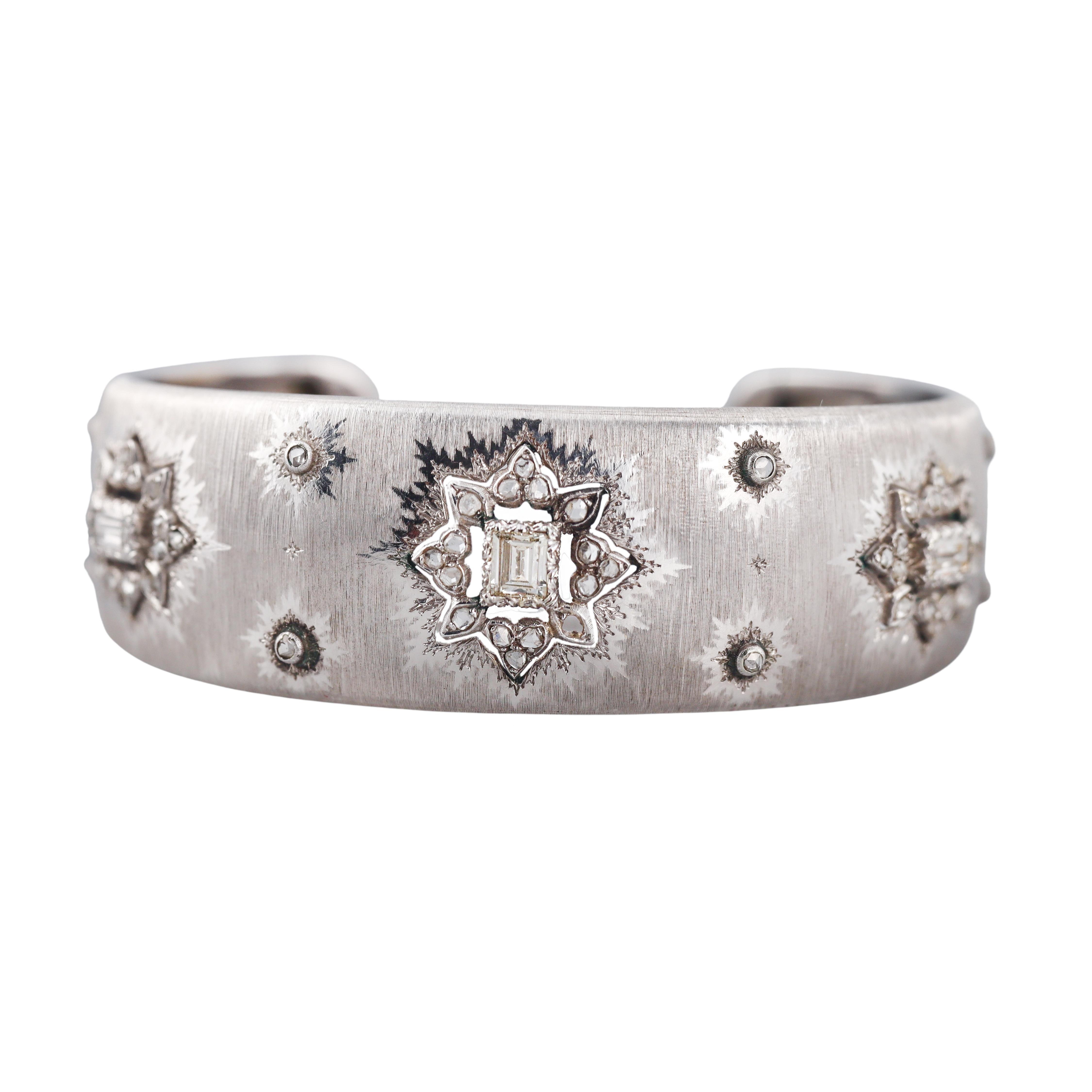 Vintage Mario Buccellati Diamond Gold Cuff Bracelet